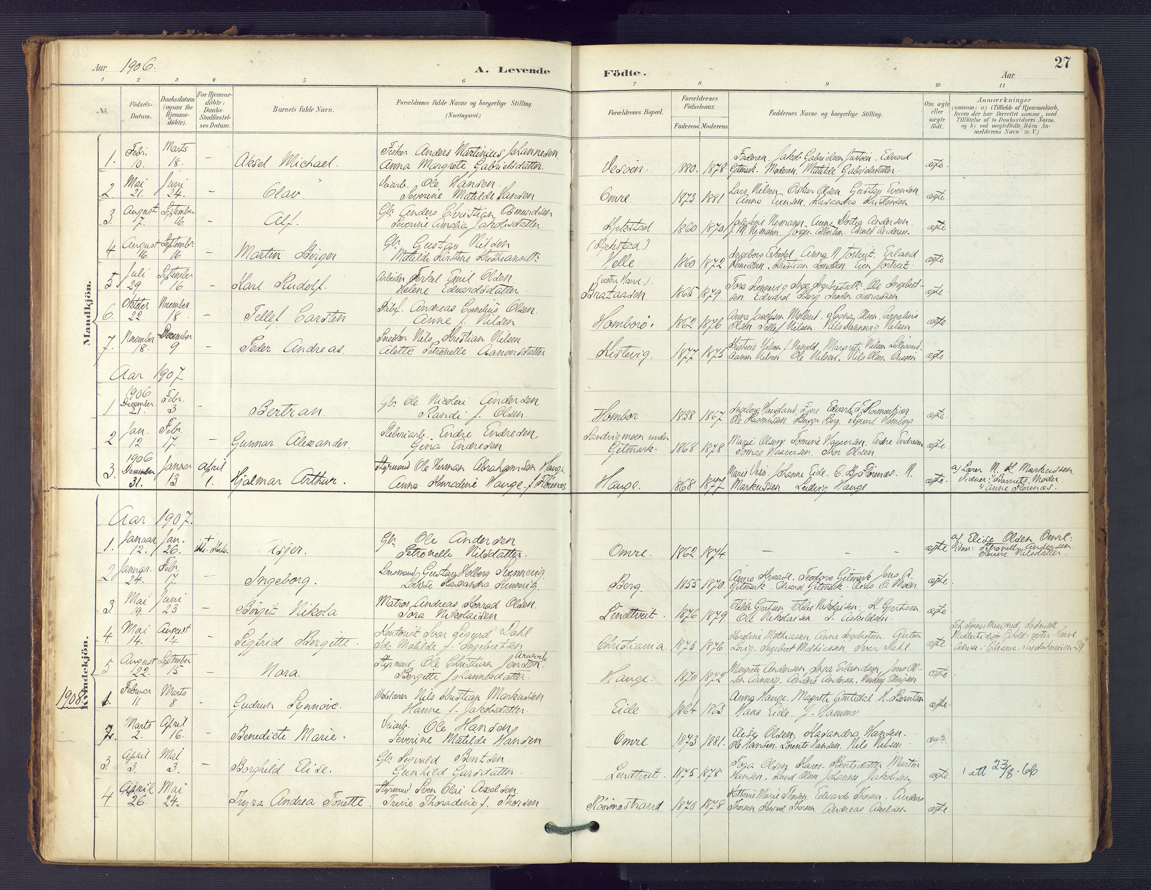 Hommedal sokneprestkontor, SAK/1111-0023/F/Fa/Faa/L0003: Parish register (official) no. A 3, 1885-1916, p. 27