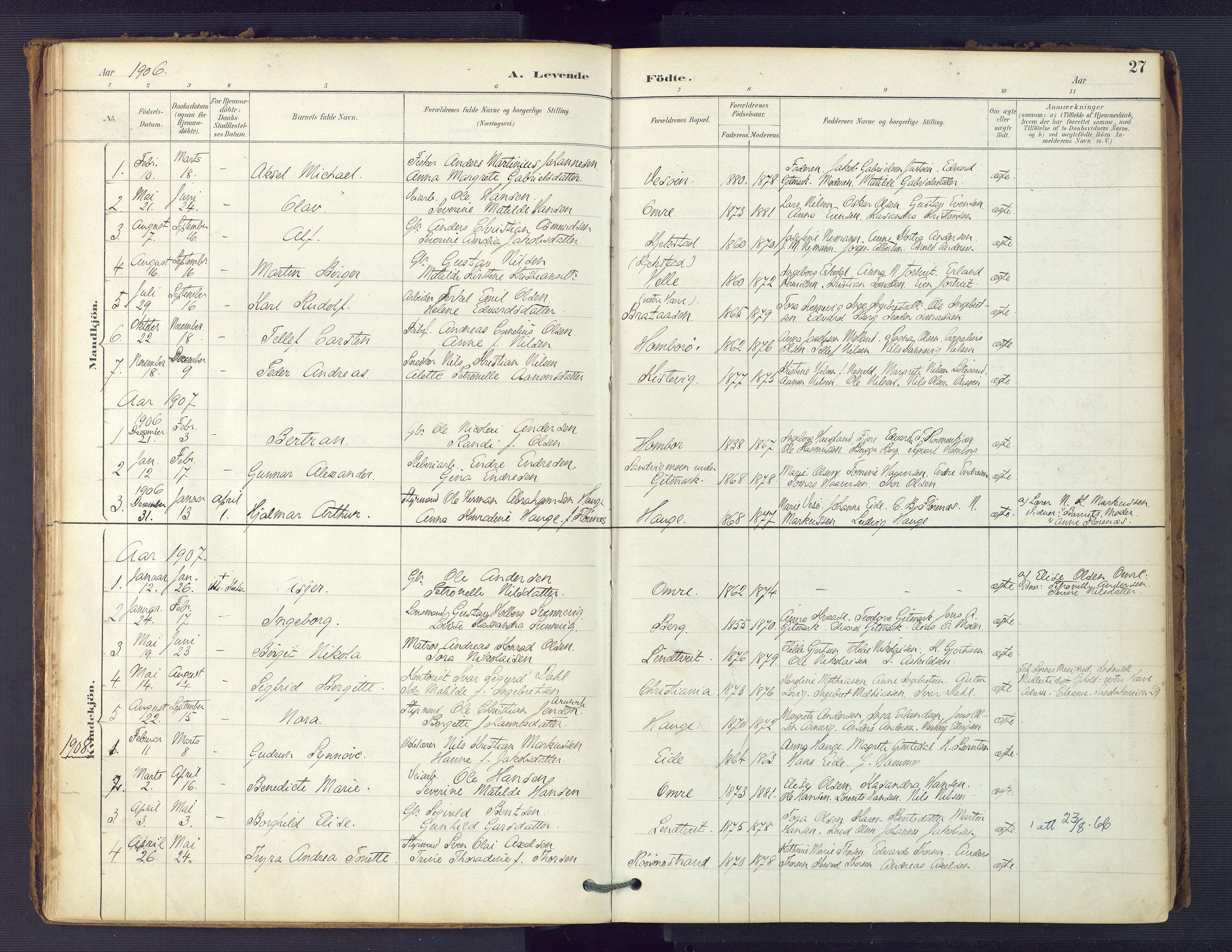 Hommedal sokneprestkontor, AV/SAK-1111-0023/F/Fa/Faa/L0003: Parish register (official) no. A 3, 1885-1916, p. 27