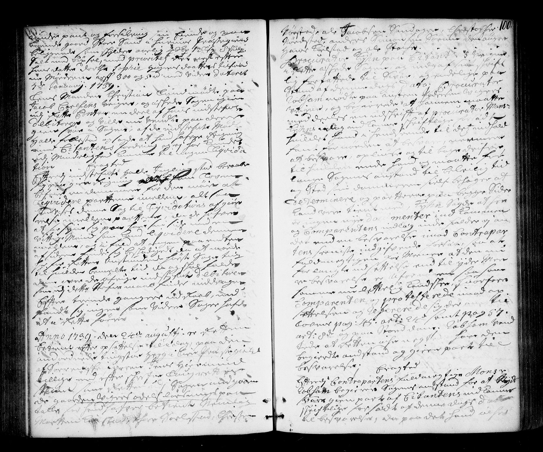 Lier, Røyken og Hurum sorenskriveri, AV/SAKO-A-89/F/Fa/L0049: Tingbok, 1738-1741, p. 100
