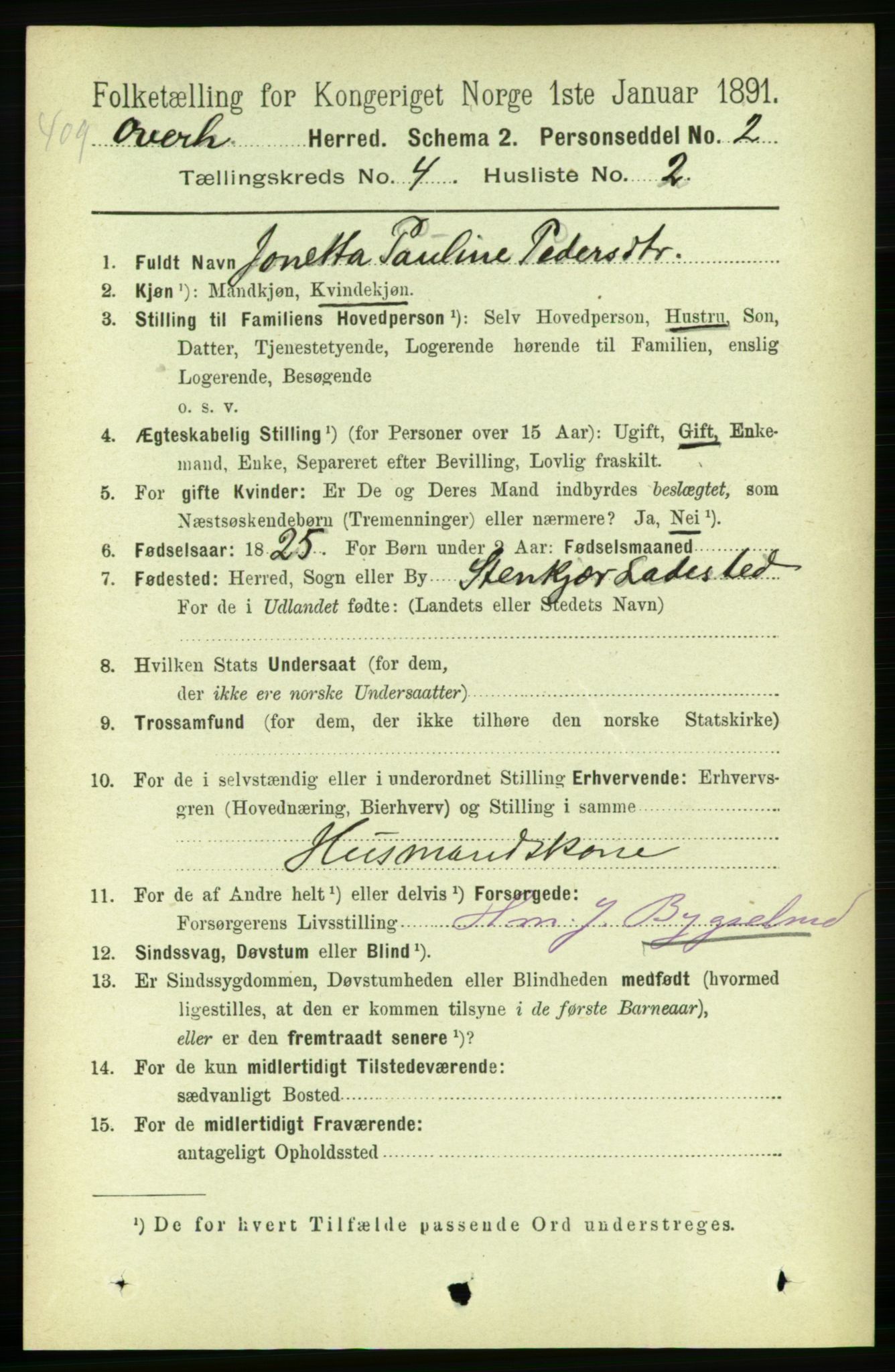 RA, 1891 census for 1744 Overhalla, 1891, p. 1115