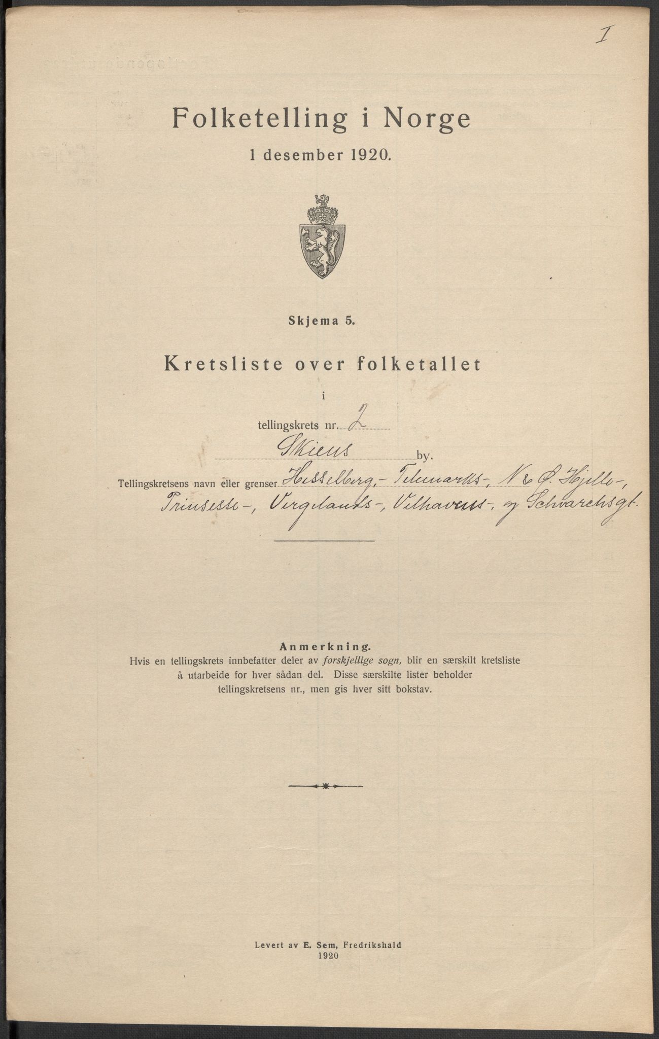 SAKO, 1920 census for Skien, 1920, p. 10