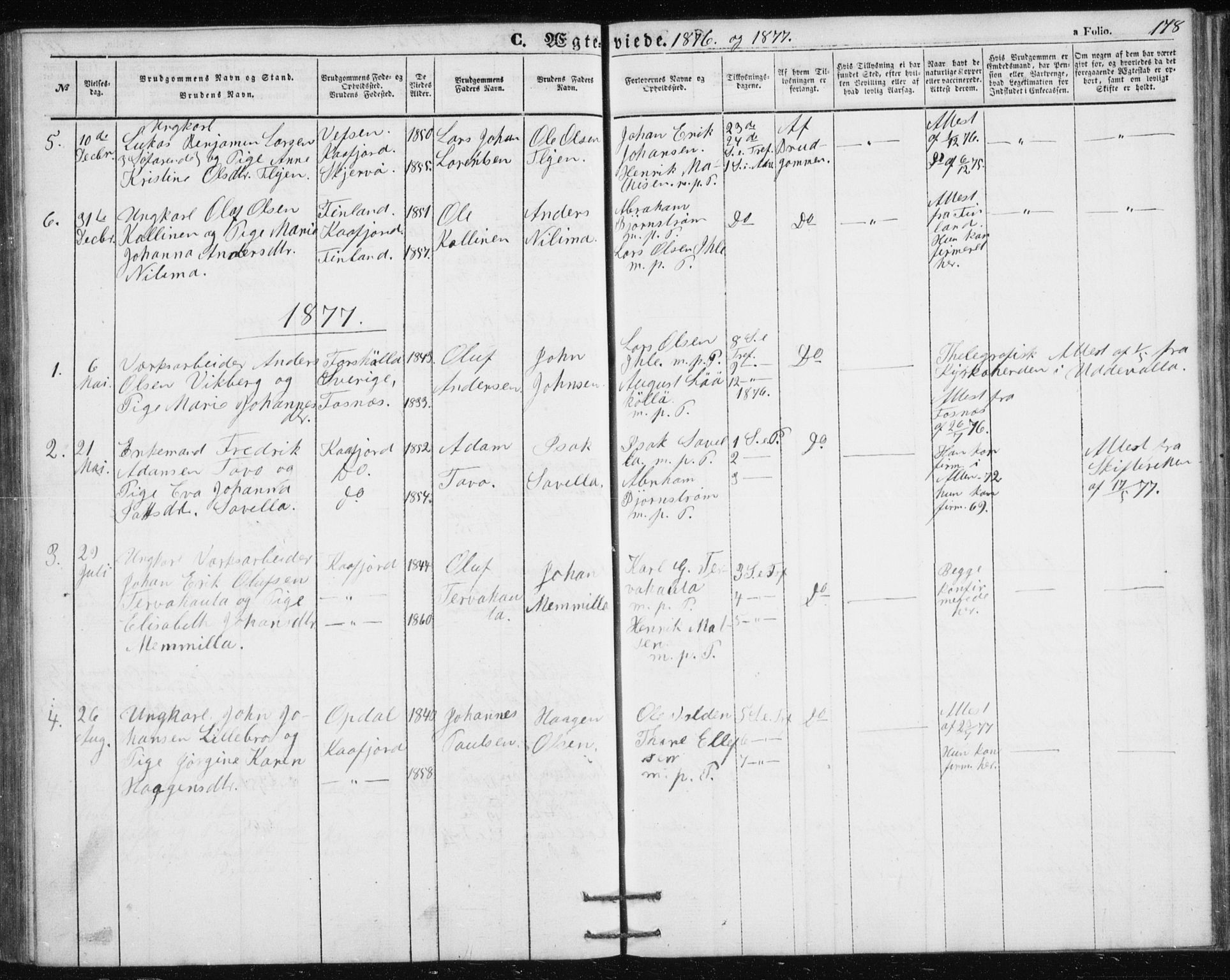 Alta sokneprestkontor, SATØ/S-1338/H/Hb/L0002.klokk: Parish register (copy) no. 2, 1856-1880, p. 178