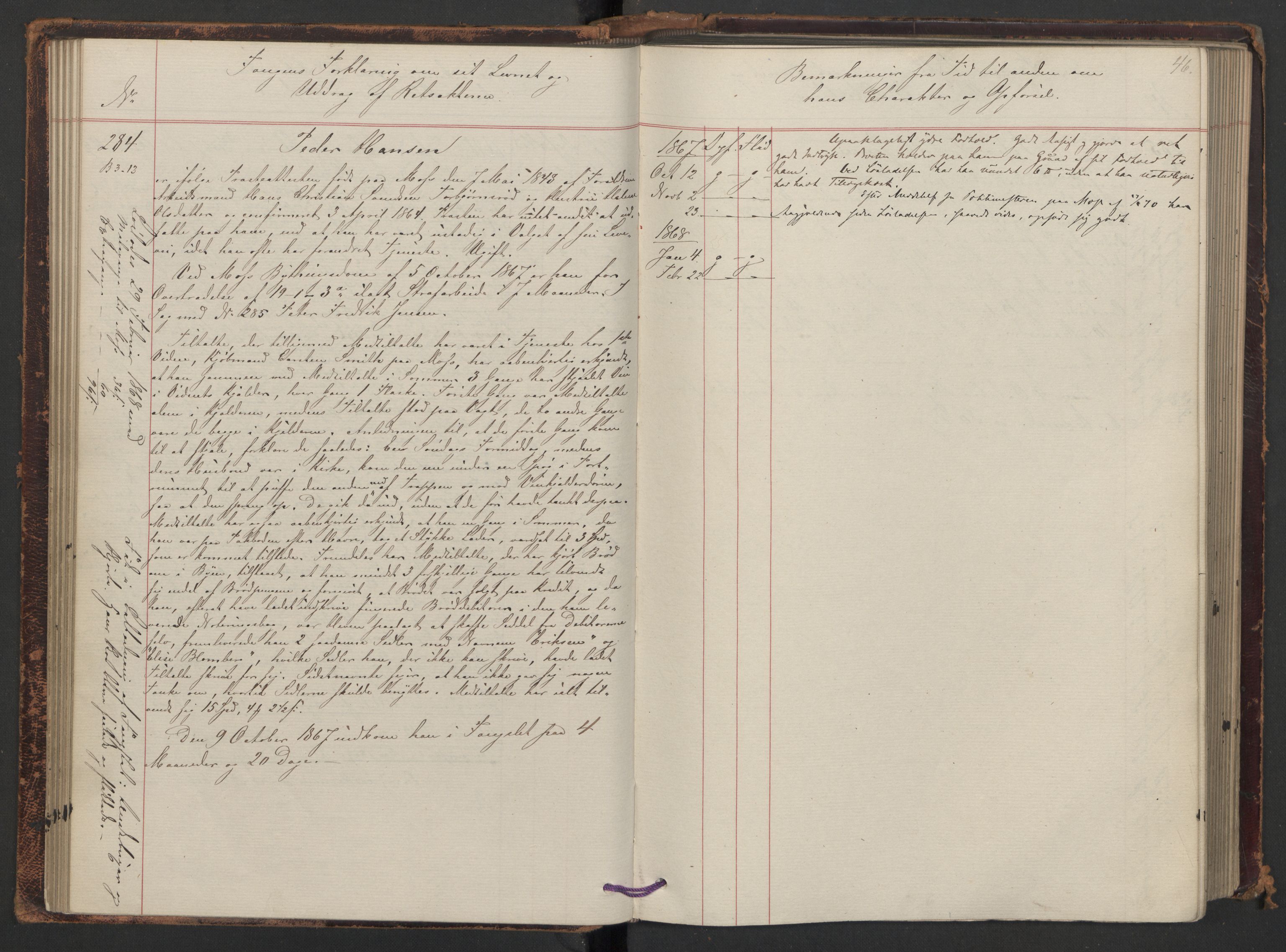 Botsfengslet, AV/RA-S-1539/D/Db/Dbb/L0011: 236d - 537d, 1867-1868, p. 46