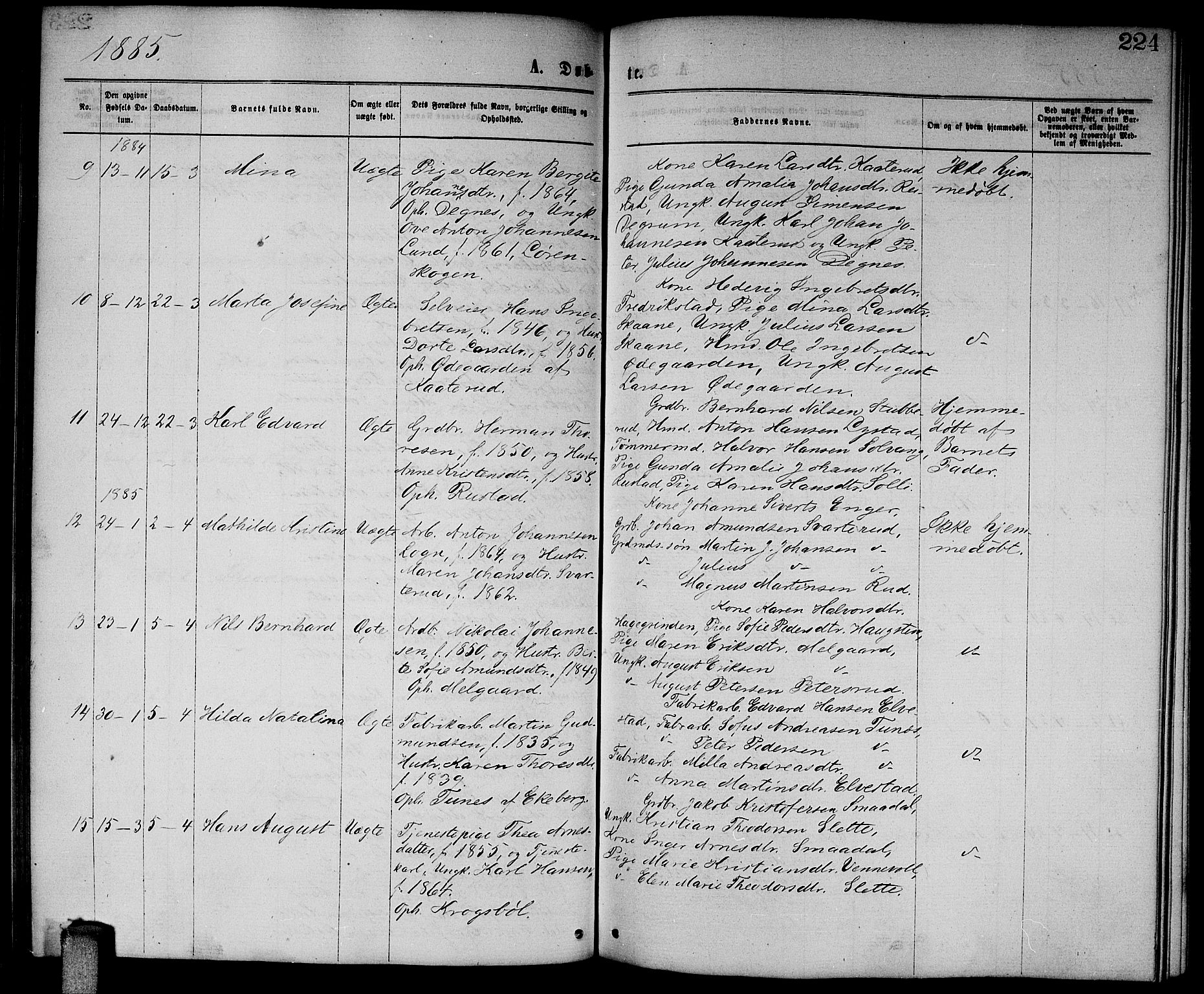 Enebakk prestekontor Kirkebøker, SAO/A-10171c/G/Ga/L0005: Parish register (copy) no. I 5, 1867-1888, p. 224