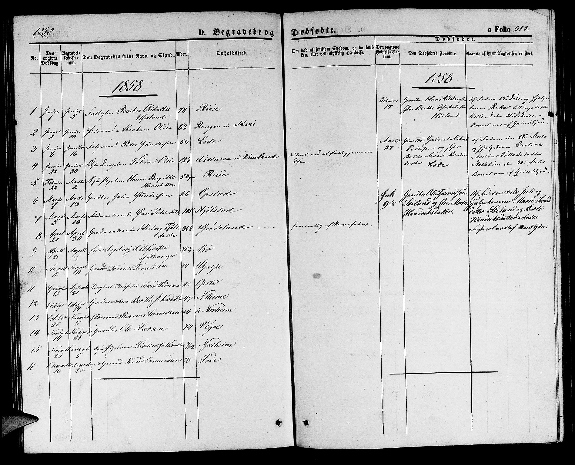 Hå sokneprestkontor, SAST/A-101801/001/30BB/L0001: Parish register (copy) no. B 1, 1854-1883, p. 303