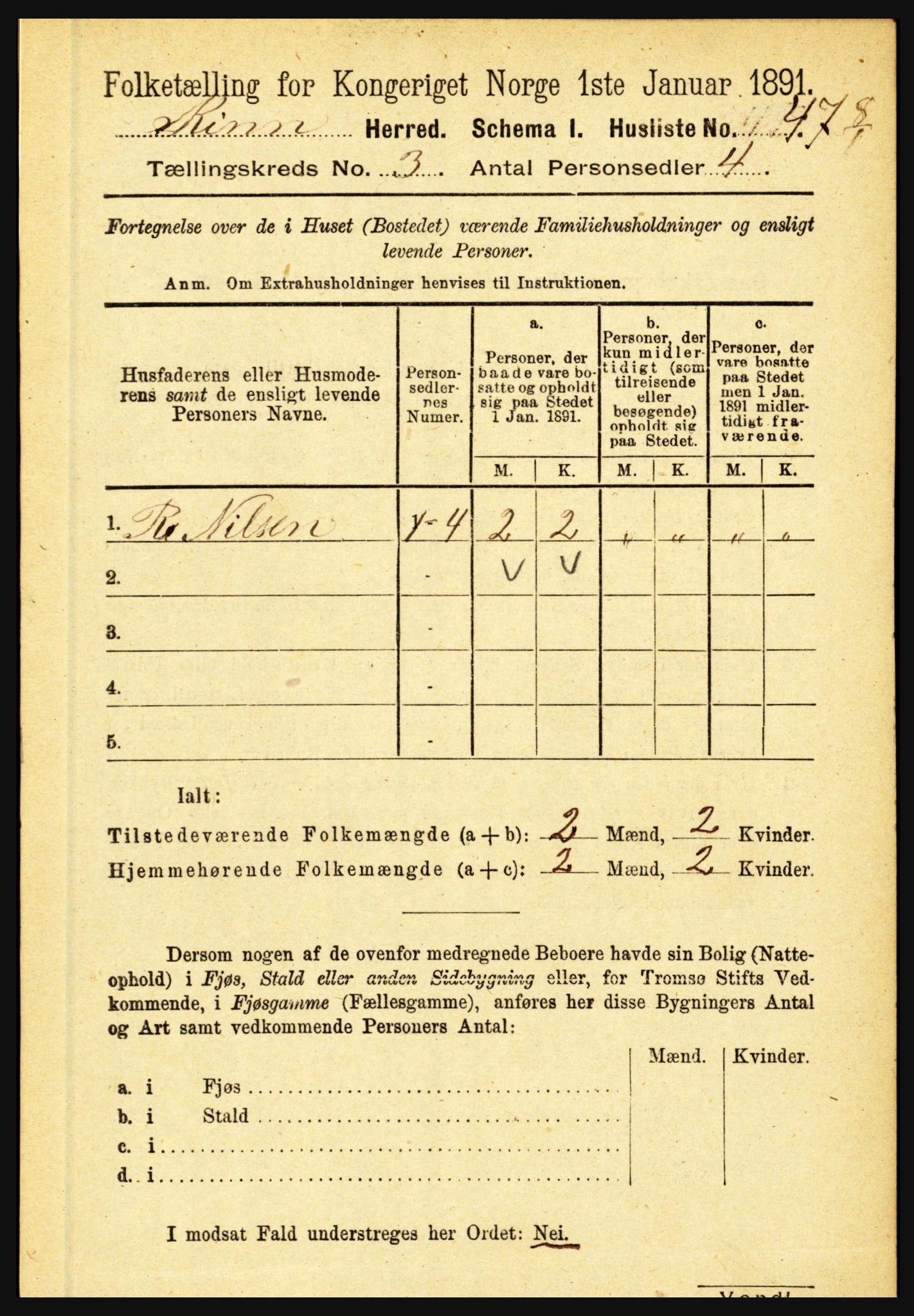 RA, 1891 census for 1437 Kinn, 1891, p. 930