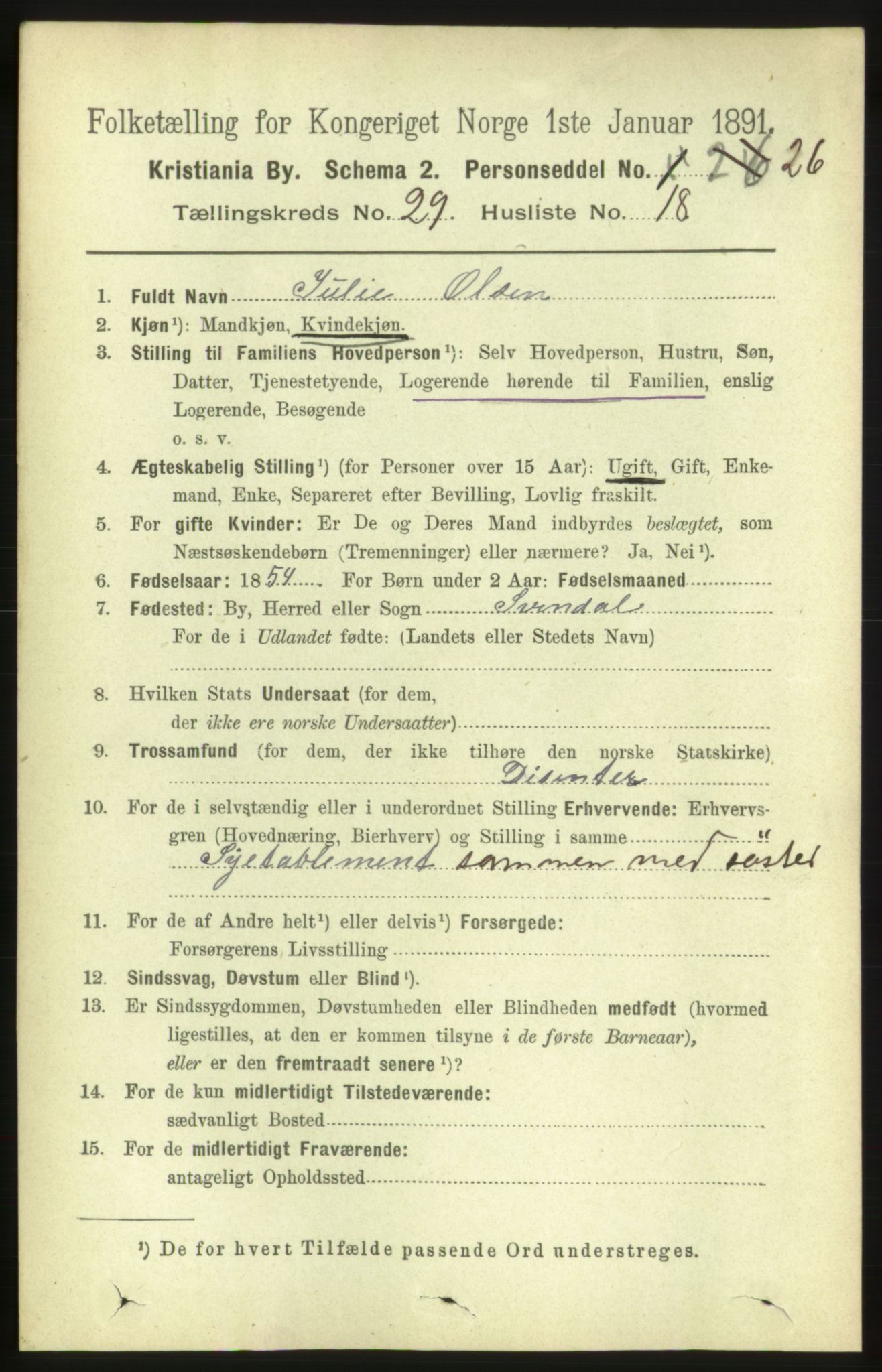 RA, 1891 census for 0301 Kristiania, 1891, p. 15361