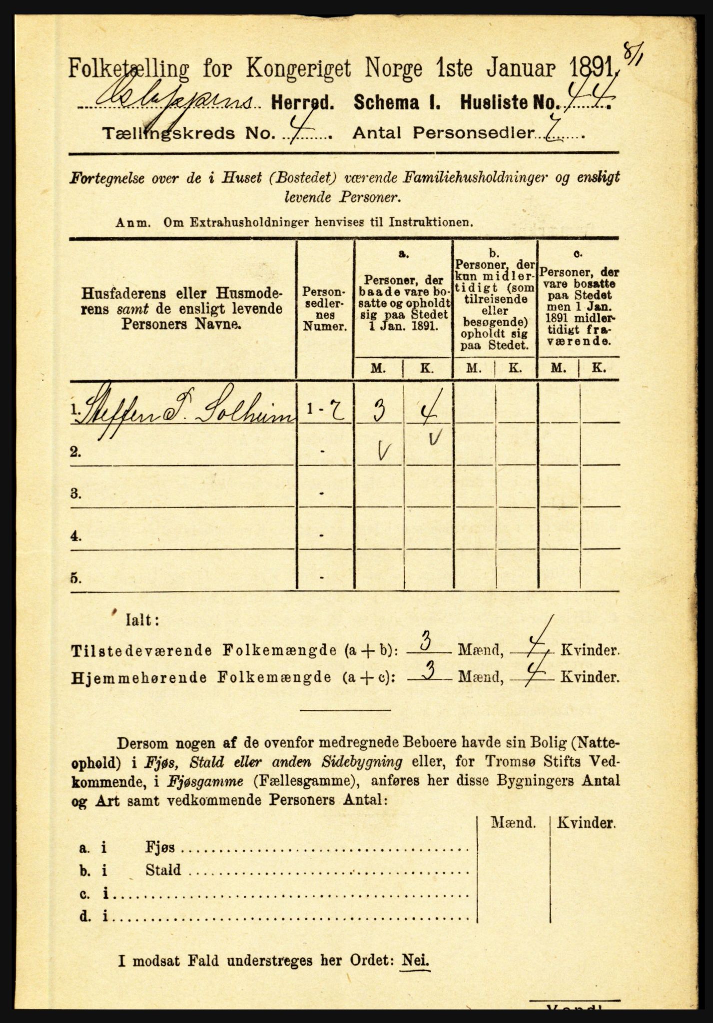 RA, 1891 census for 1445 Gloppen, 1891, p. 1680