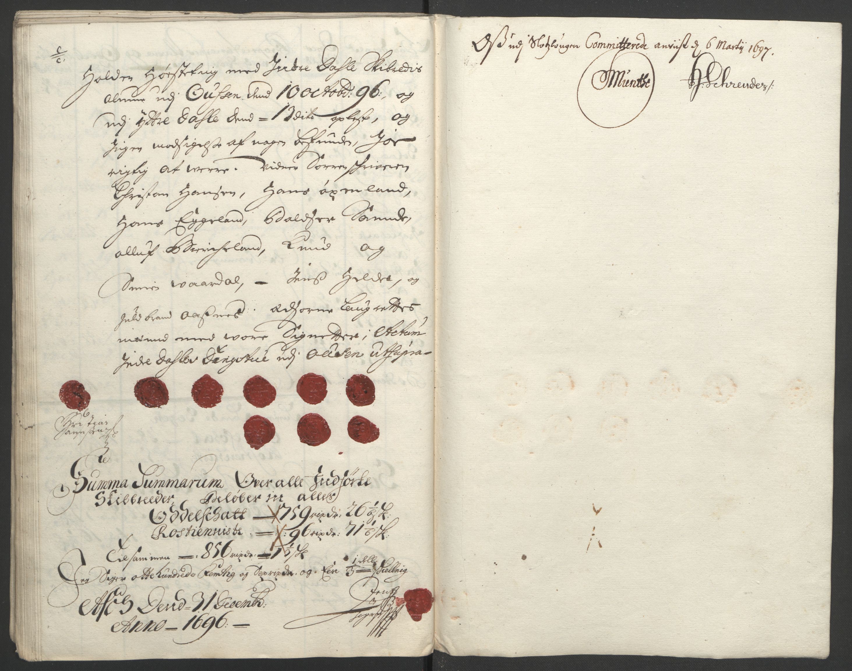 Rentekammeret inntil 1814, Reviderte regnskaper, Fogderegnskap, AV/RA-EA-4092/R53/L3422: Fogderegnskap Sunn- og Nordfjord, 1695-1696, p. 271
