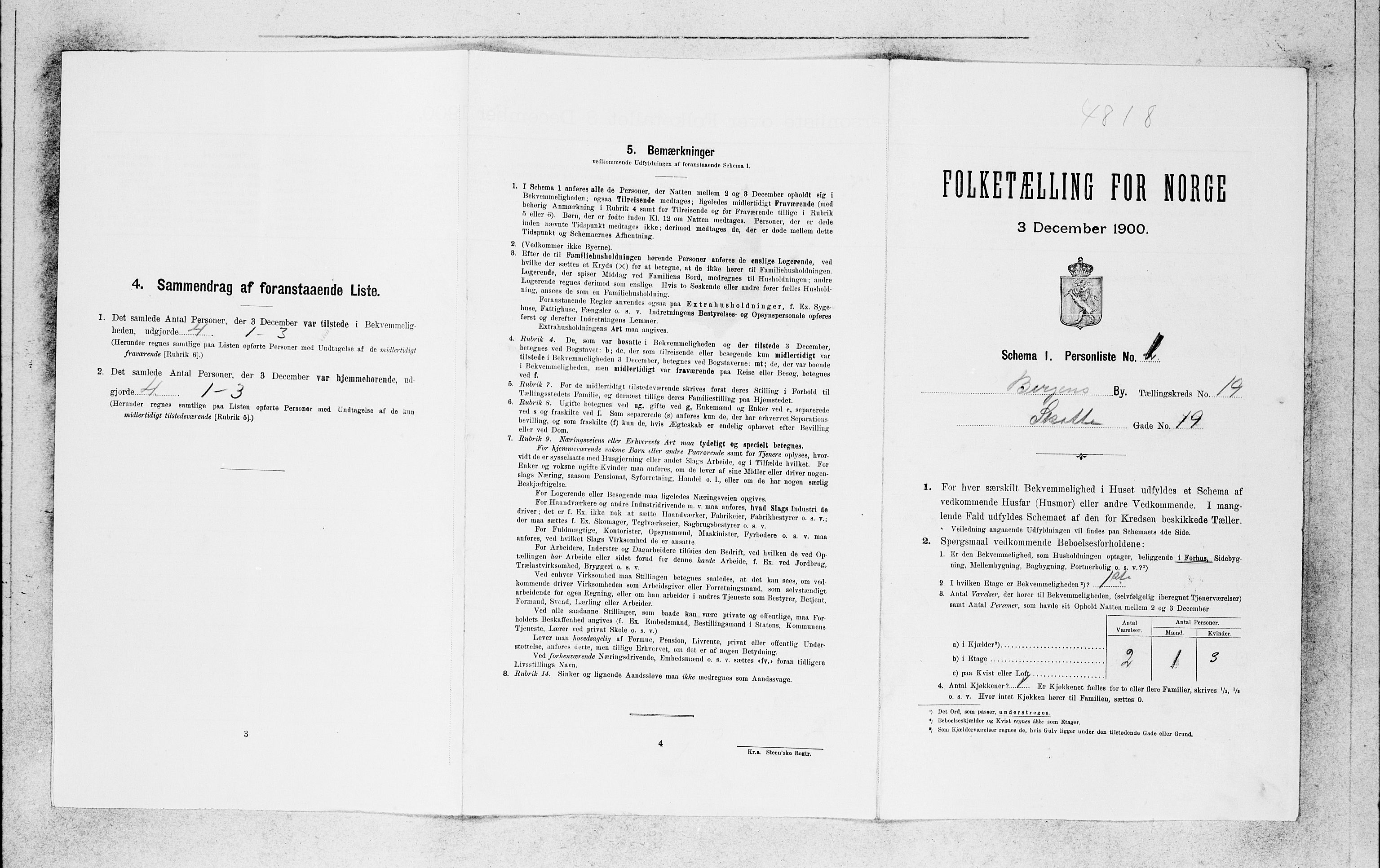 SAB, 1900 census for Bergen, 1900, p. 3848