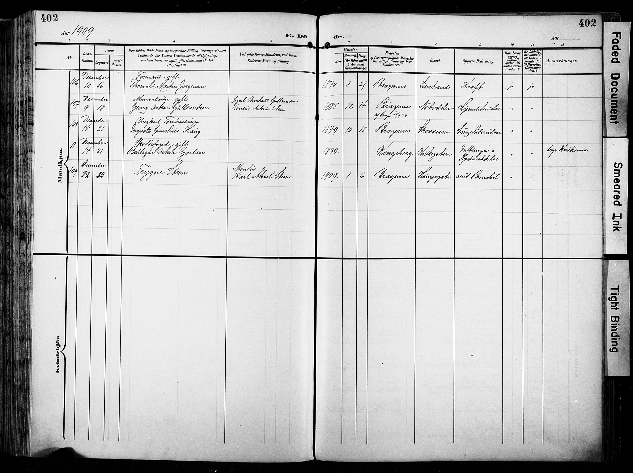 Bragernes kirkebøker, AV/SAKO-A-6/F/Fb/L0009: Parish register (official) no. II 9, 1902-1911, p. 402