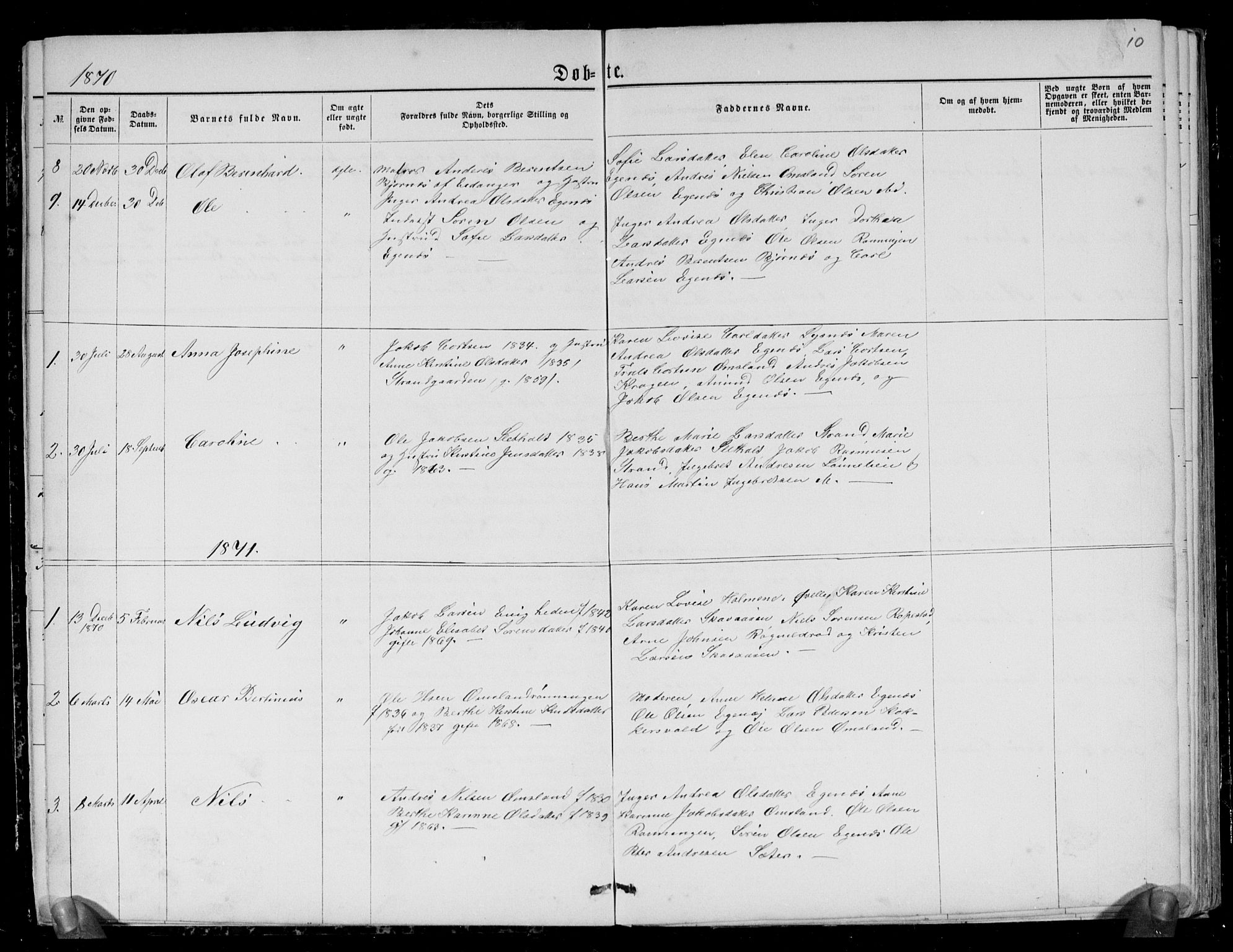 Brunlanes kirkebøker, SAKO/A-342/G/Gc/L0001: Parish register (copy) no. III 1, 1866-1890, p. 10