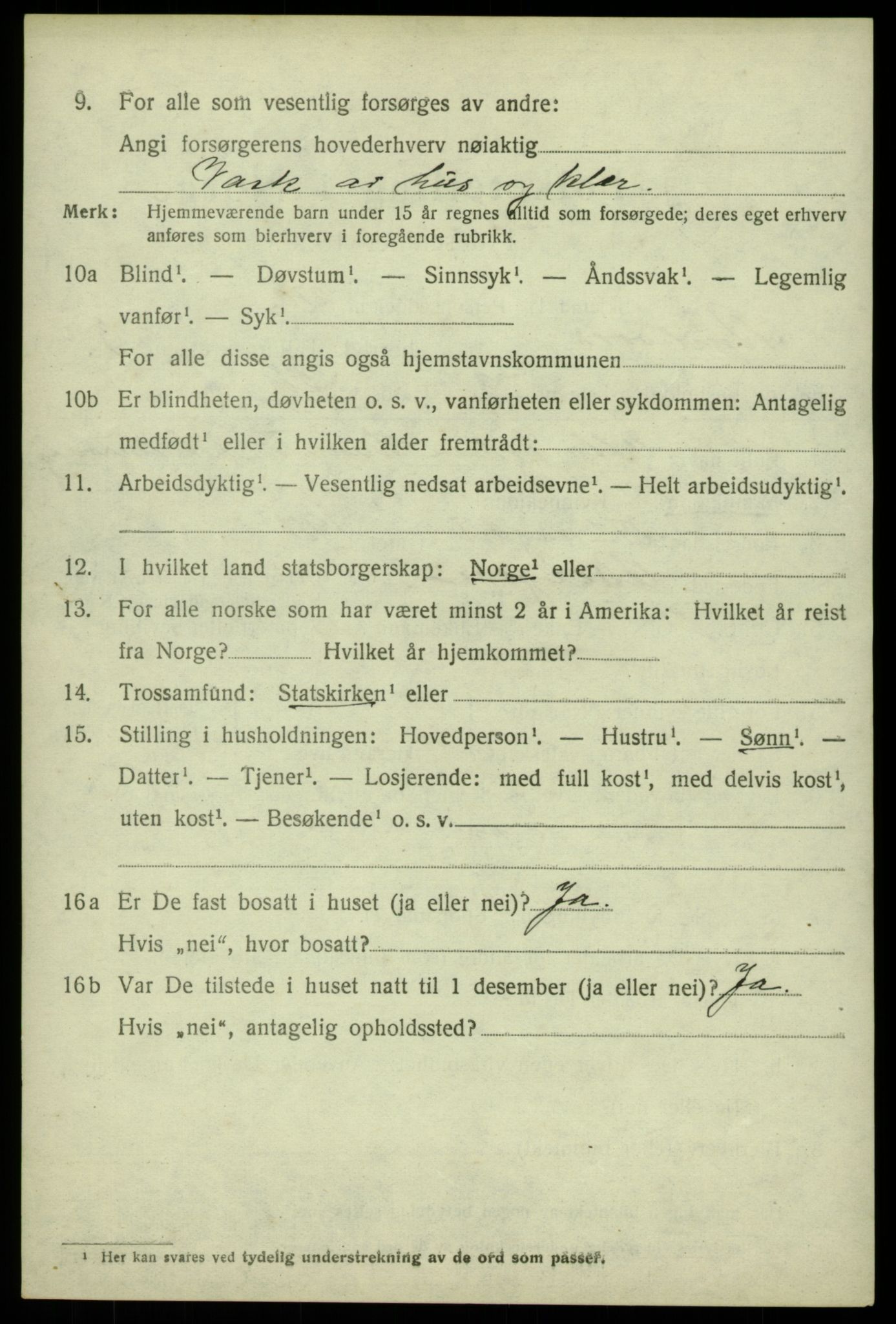 SAB, 1920 census for Austevoll, 1920, p. 2645