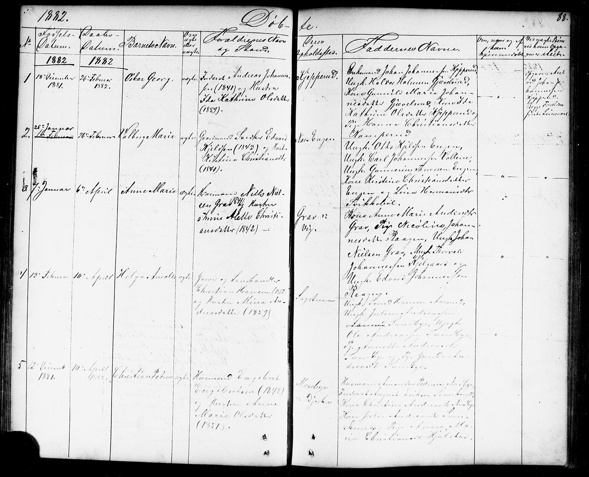 Enebakk prestekontor Kirkebøker, SAO/A-10171c/G/Gb/L0001: Parish register (copy) no. II 1, 1859-1890, p. 88