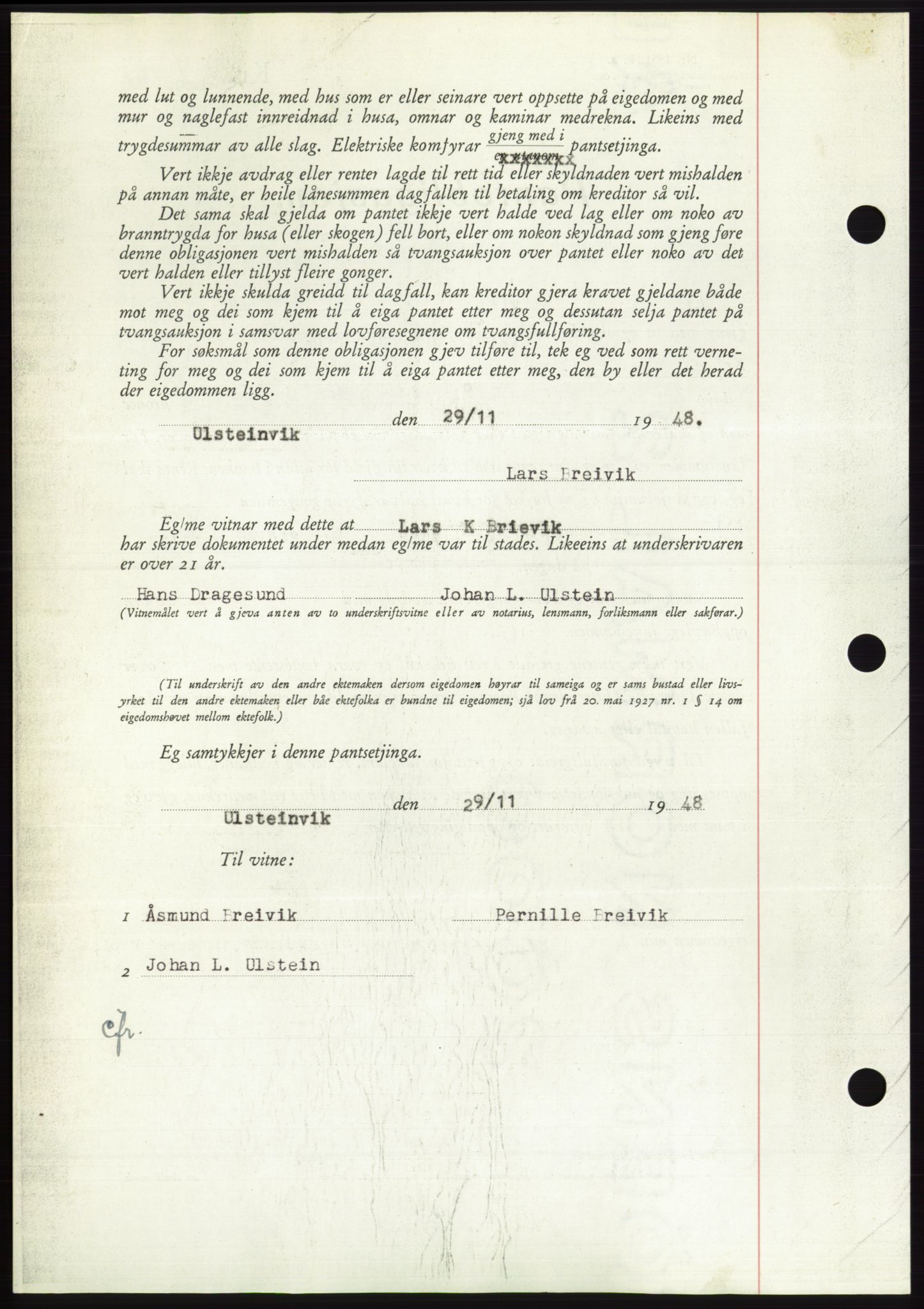 Søre Sunnmøre sorenskriveri, AV/SAT-A-4122/1/2/2C/L0116: Mortgage book no. 4B, 1948-1949, Diary no: : 1815/1948