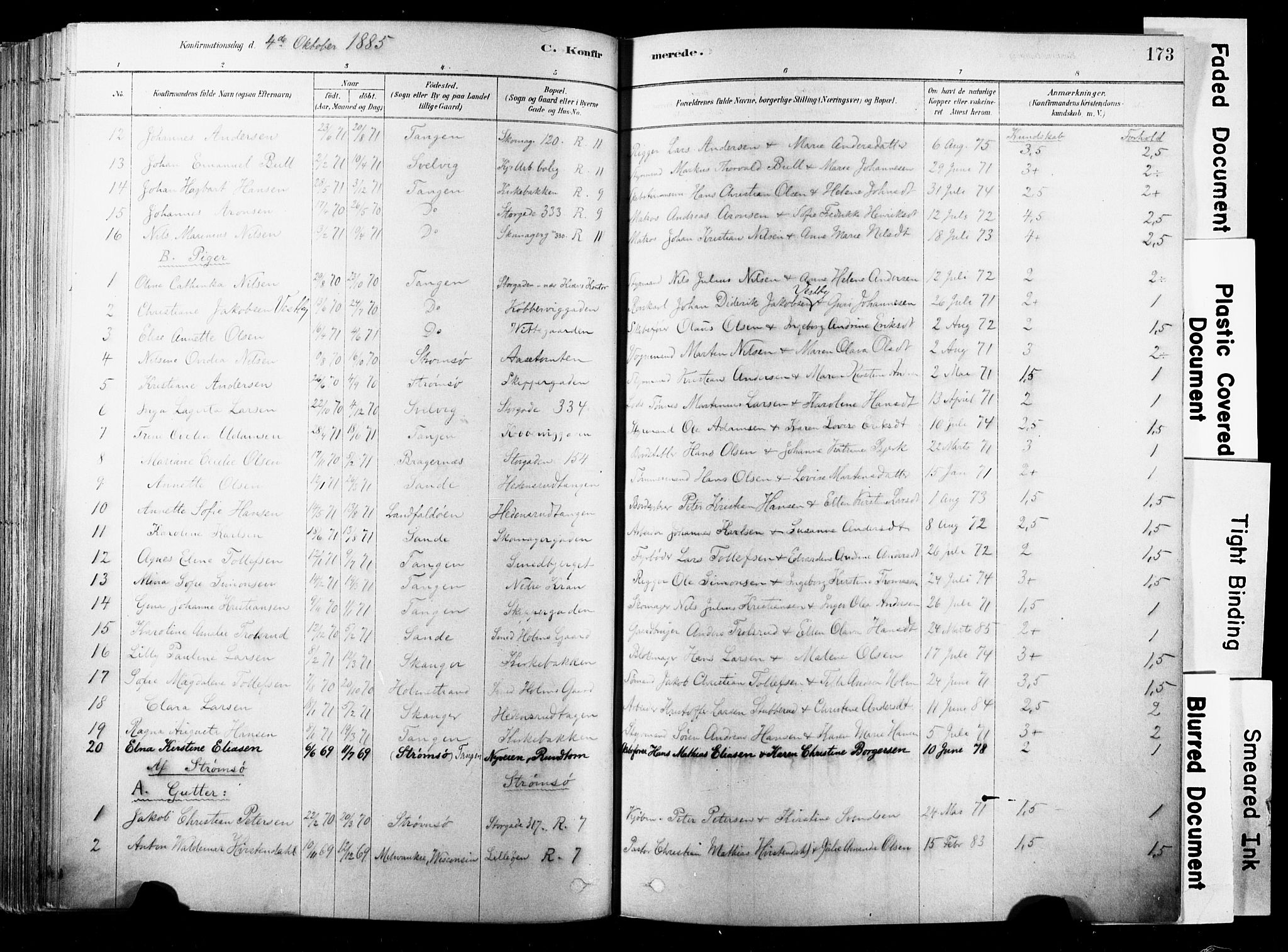 Strømsø kirkebøker, SAKO/A-246/F/Fb/L0006: Parish register (official) no. II 6, 1879-1910, p. 173