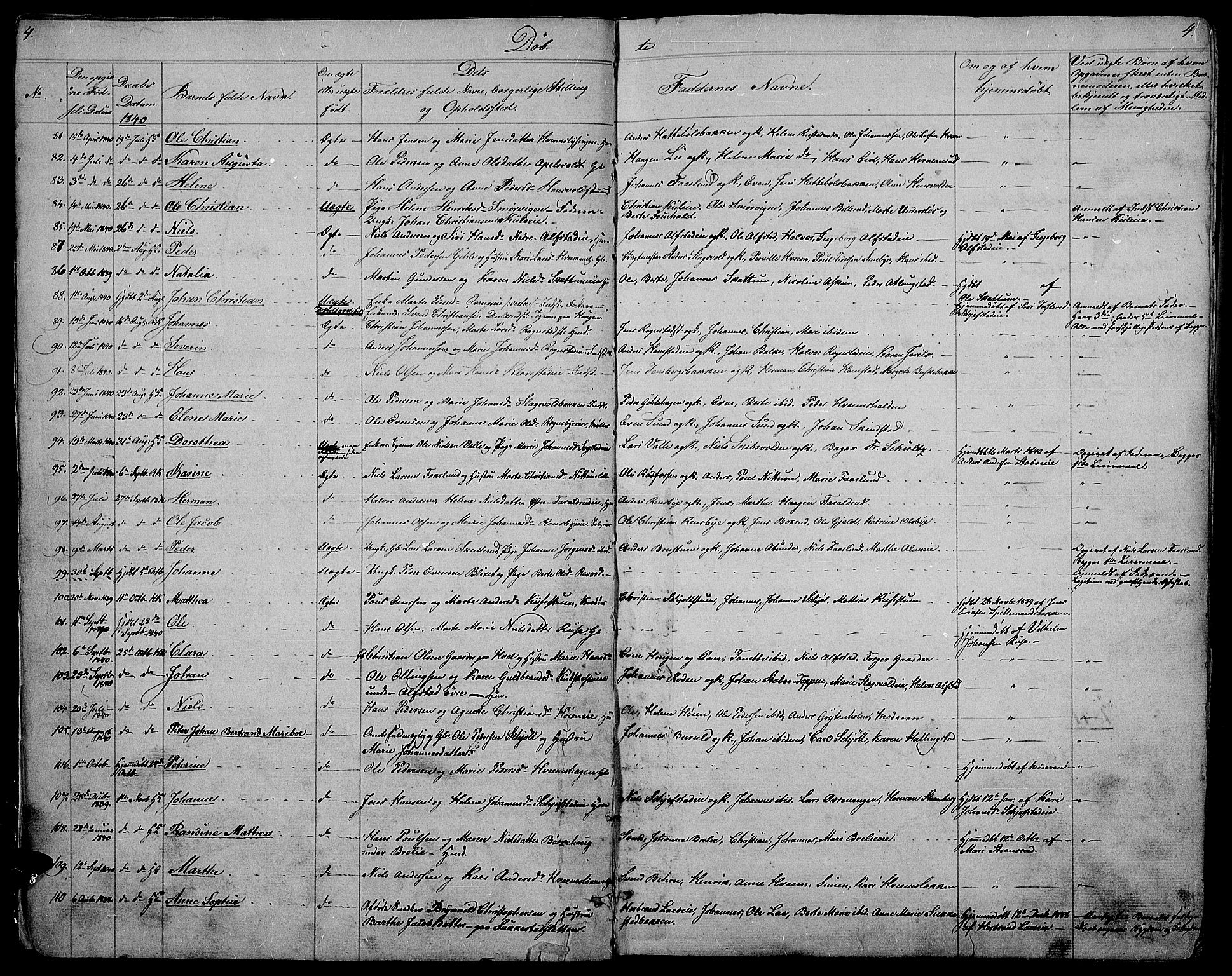 Østre Toten prestekontor, SAH/PREST-104/H/Ha/Hab/L0002: Parish register (copy) no. 2, 1840-1847, p. 4