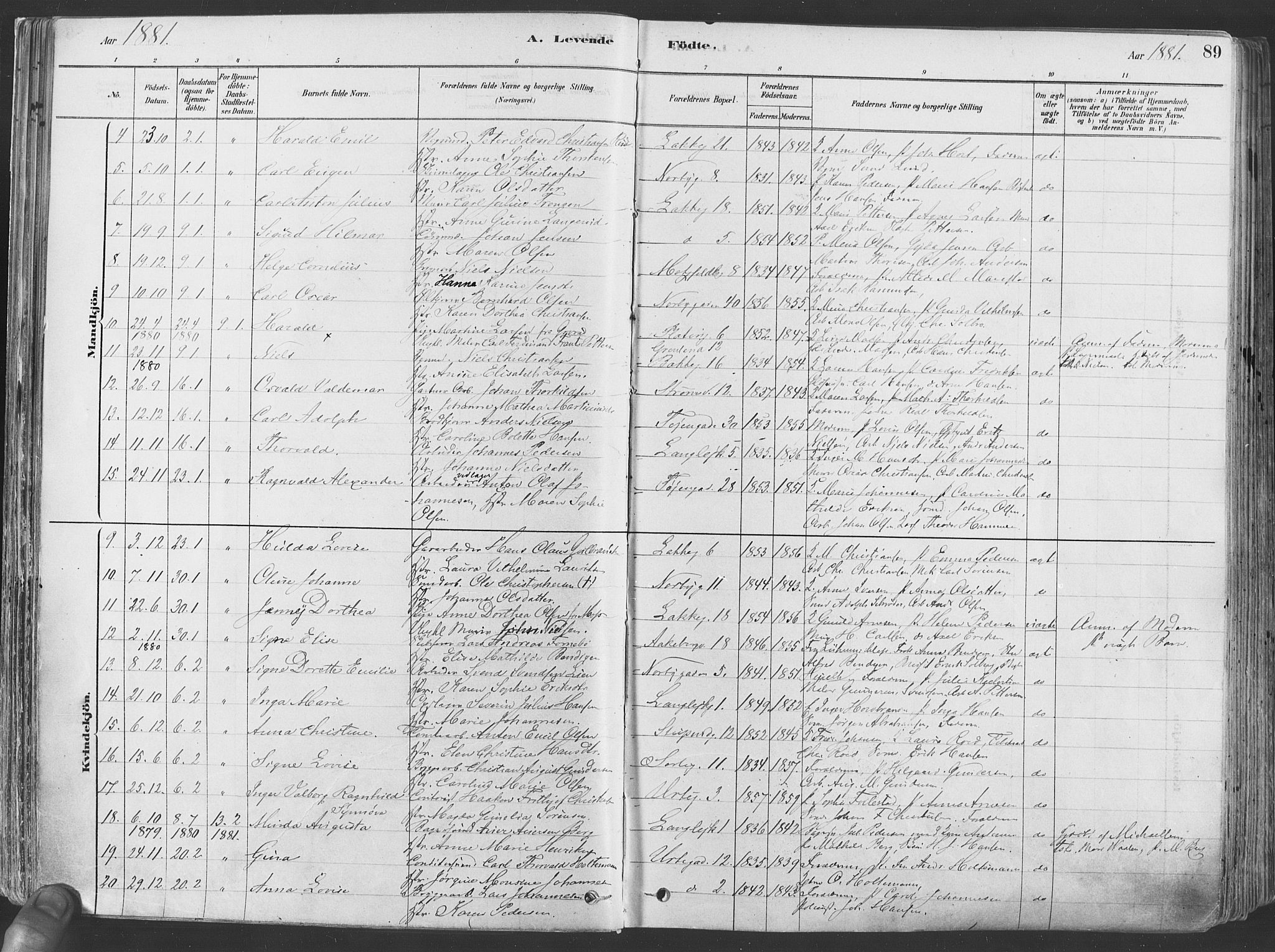 Grønland prestekontor Kirkebøker, SAO/A-10848/F/Fa/L0007: Parish register (official) no. 7, 1878-1888, p. 89