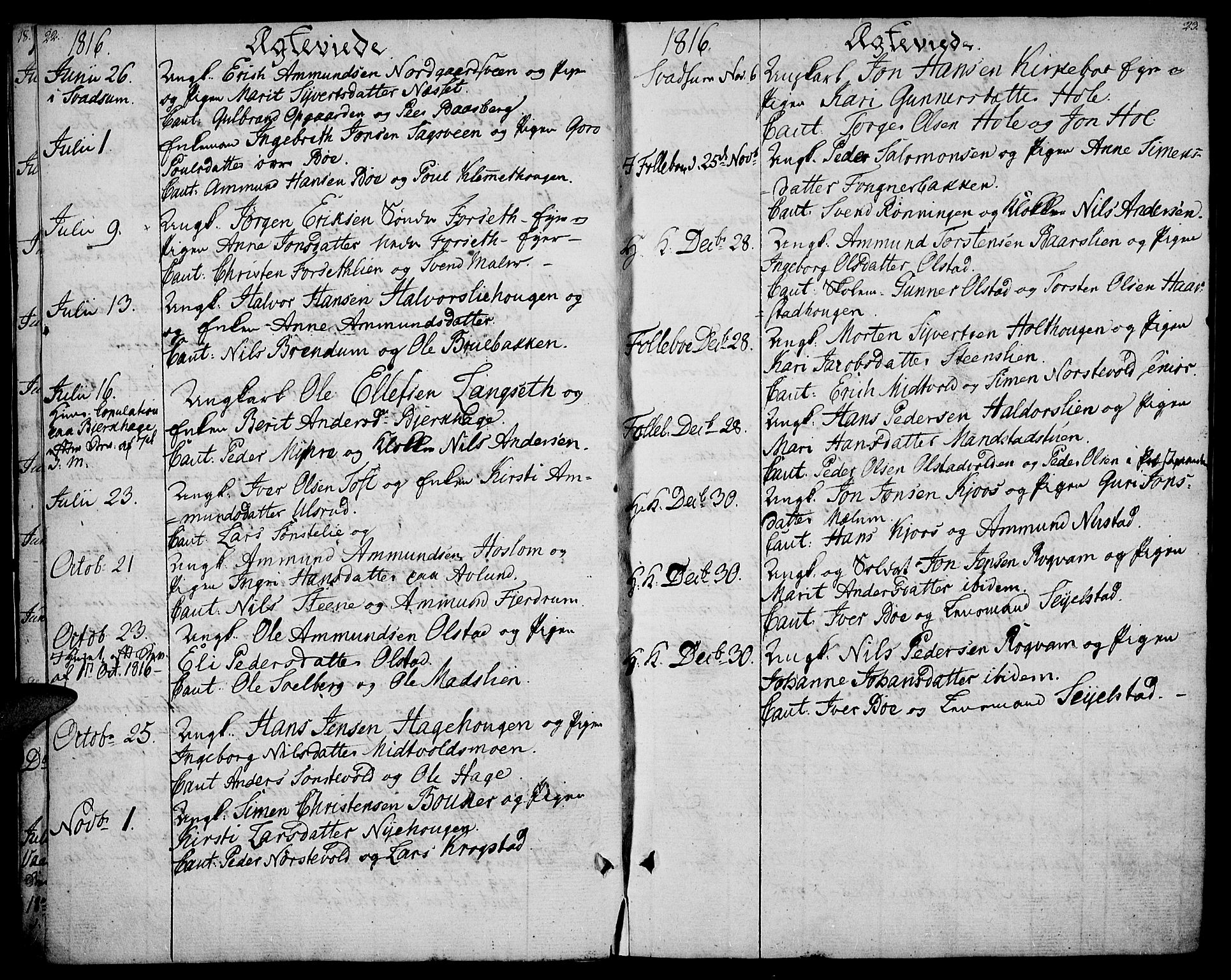 Gausdal prestekontor, SAH/PREST-090/H/Ha/Haa/L0004: Parish register (official) no. 4, 1809-1817, p. 22-23
