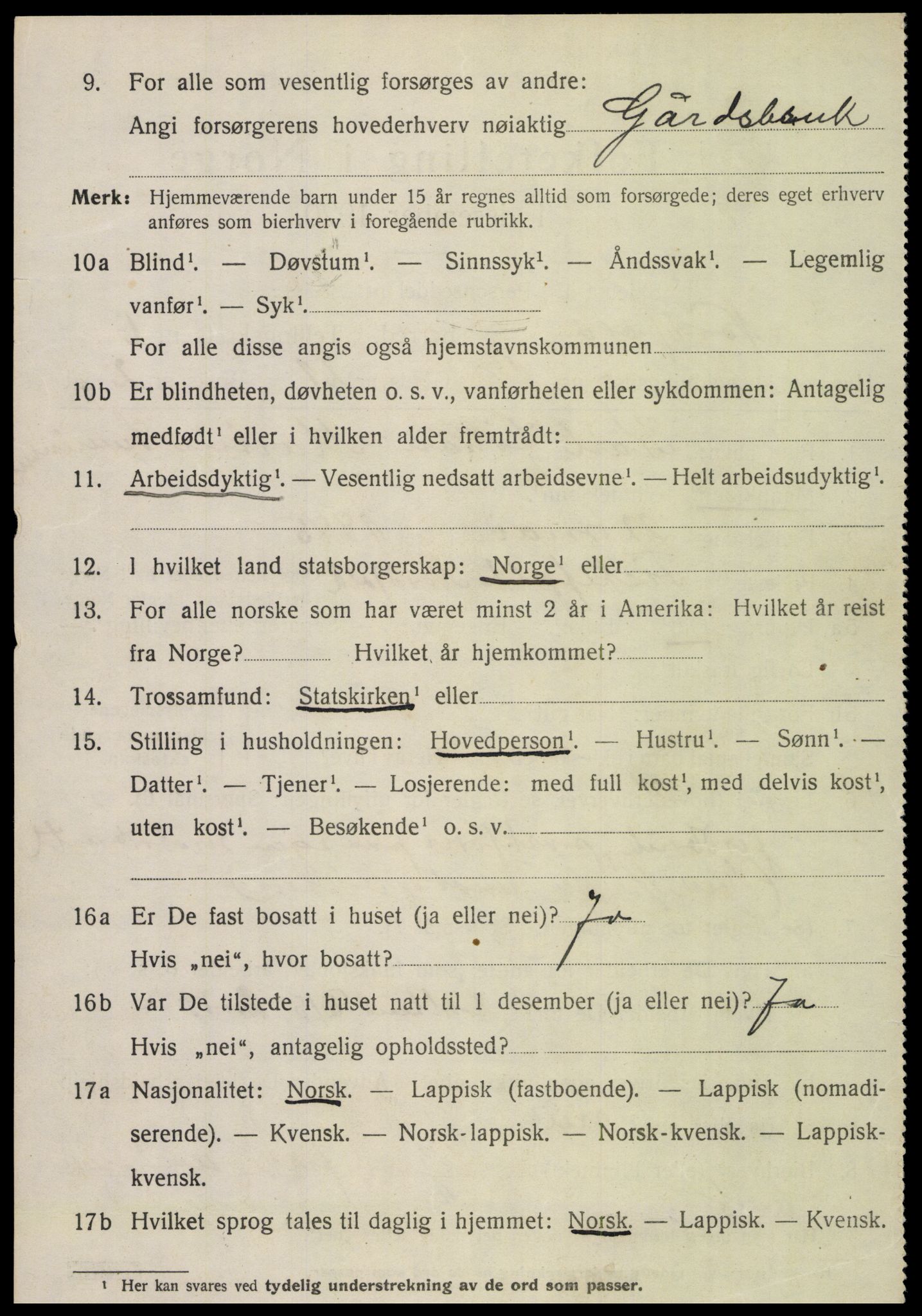 SAT, 1920 census for Nordfold, 1920, p. 2672