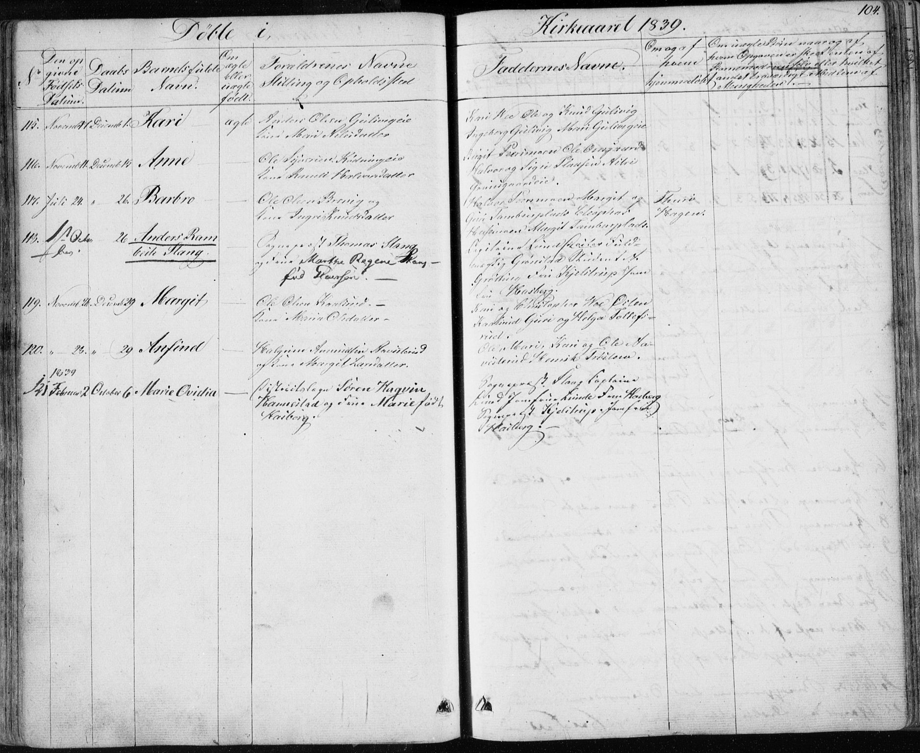 Nes kirkebøker, SAKO/A-236/F/Fa/L0009: Parish register (official) no. 9, 1834-1863, p. 104