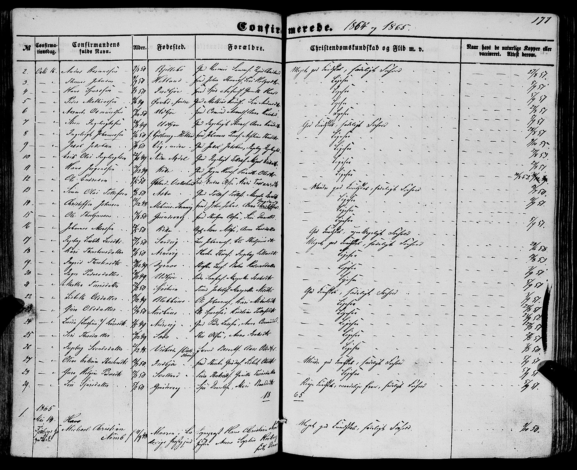 Fjelberg sokneprestembete, SAB/A-75201/H/Haa: Parish register (official) no. A 7, 1851-1867, p. 177