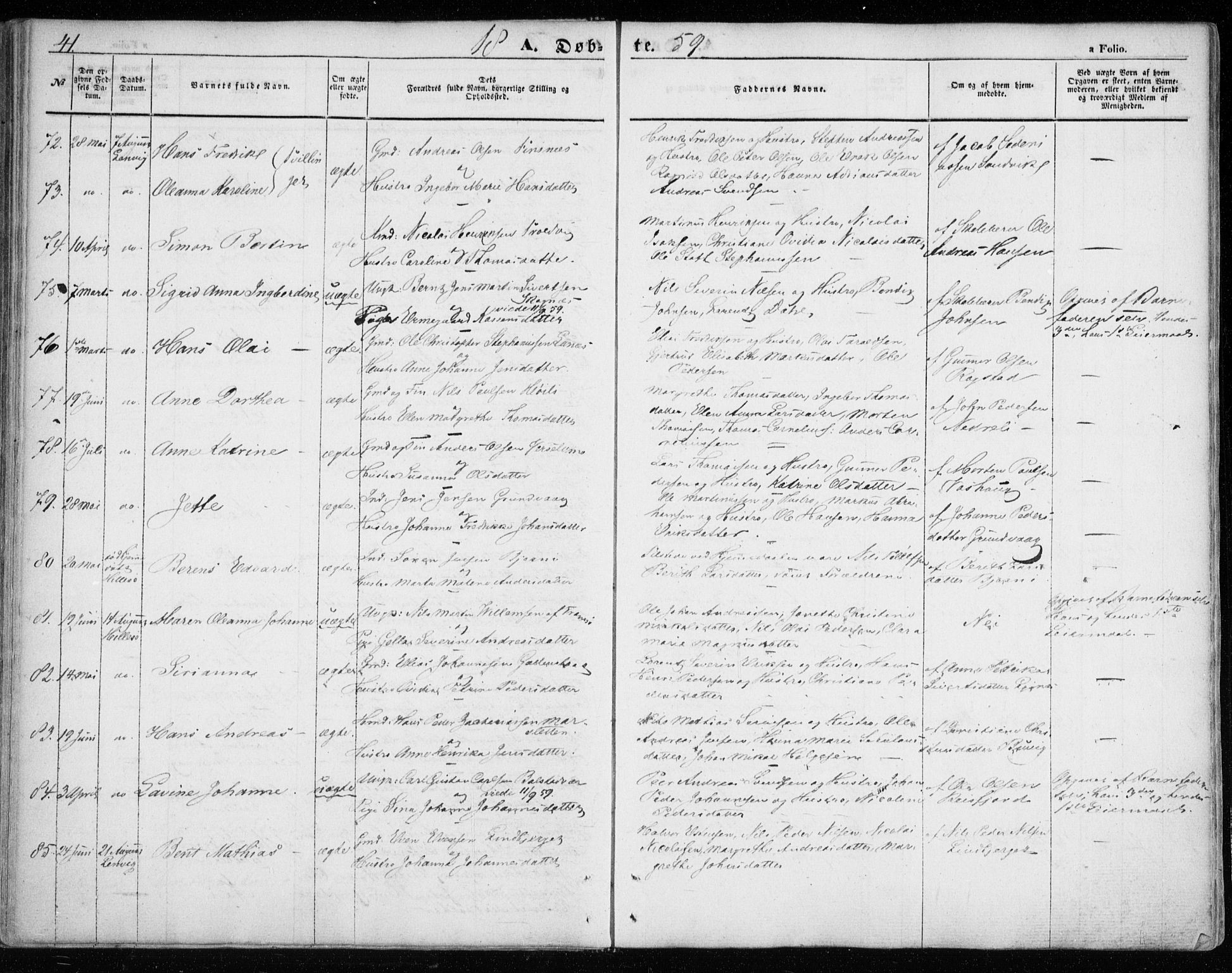 Lenvik sokneprestembete, SATØ/S-1310/H/Ha/Haa/L0007kirke: Parish register (official) no. 7, 1855-1865, p. 41