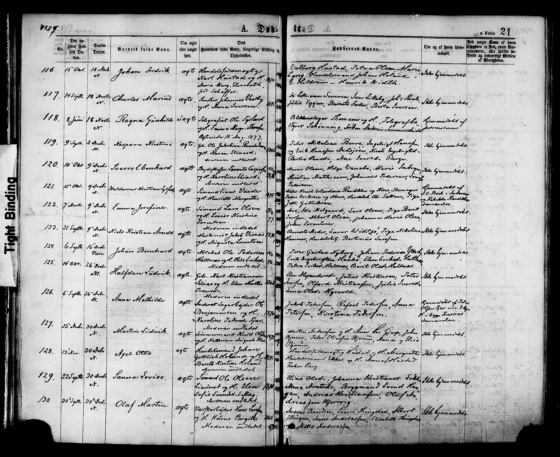Ministerialprotokoller, klokkerbøker og fødselsregistre - Nord-Trøndelag, SAT/A-1458/768/L0572: Parish register (official) no. 768A07, 1874-1886, p. 21