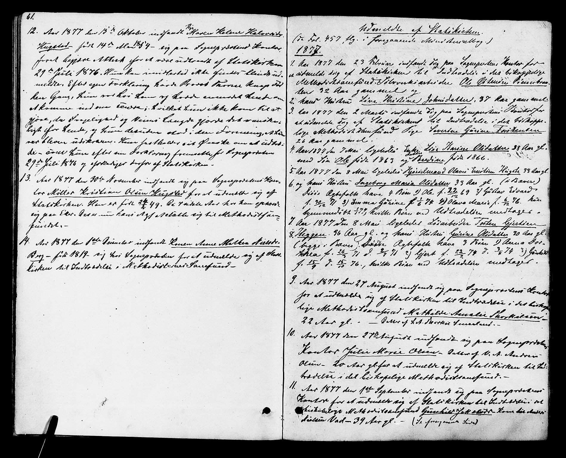 Kongsberg kirkebøker, SAKO/A-22/F/Fa/L0011: Parish register (official) no. I 11, 1876-1877, p. 61