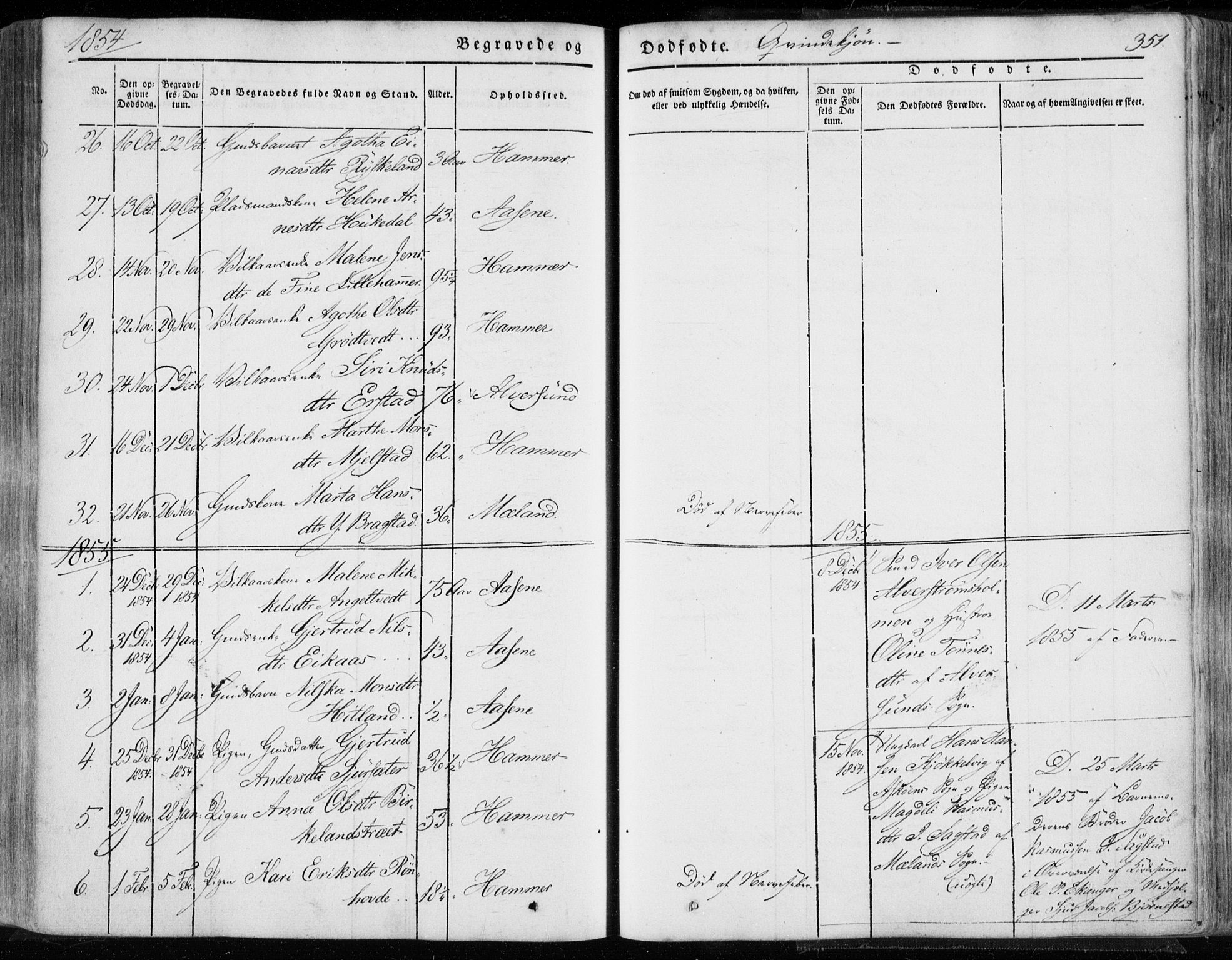 Hamre sokneprestembete, SAB/A-75501/H/Ha/Haa/Haaa/L0013: Parish register (official) no. A 13, 1846-1857, p. 351