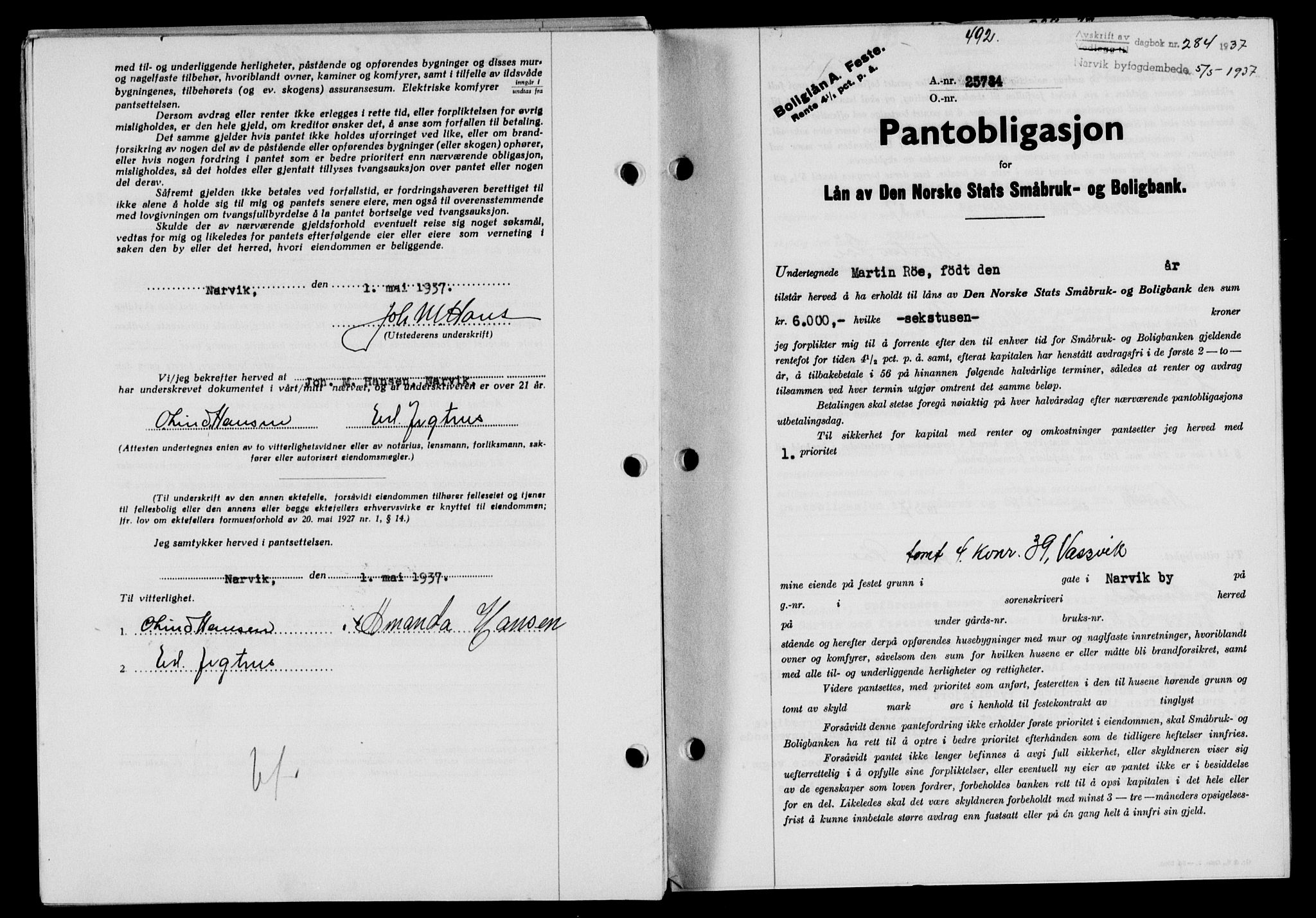 Narvik sorenskriveri, SAT/A-0002/1/2/2C/2Ca/L0011: Mortgage book no. 14, 1935-1937, Deed date: 05.05.1937