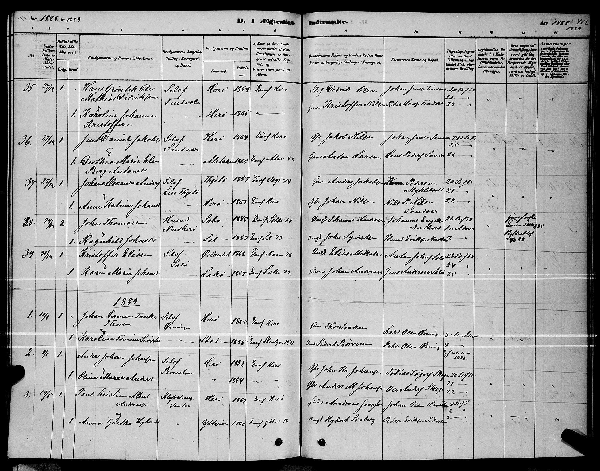 Ministerialprotokoller, klokkerbøker og fødselsregistre - Nordland, AV/SAT-A-1459/834/L0513: Parish register (copy) no. 834C04, 1877-1892, p. 412