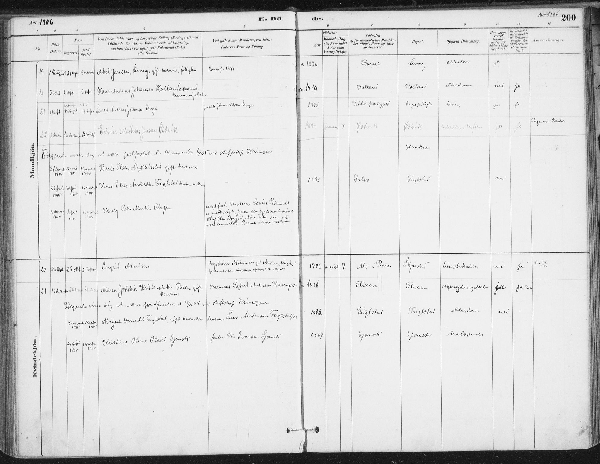 Ministerialprotokoller, klokkerbøker og fødselsregistre - Nordland, AV/SAT-A-1459/838/L0553: Parish register (official) no. 838A11, 1880-1910, p. 200