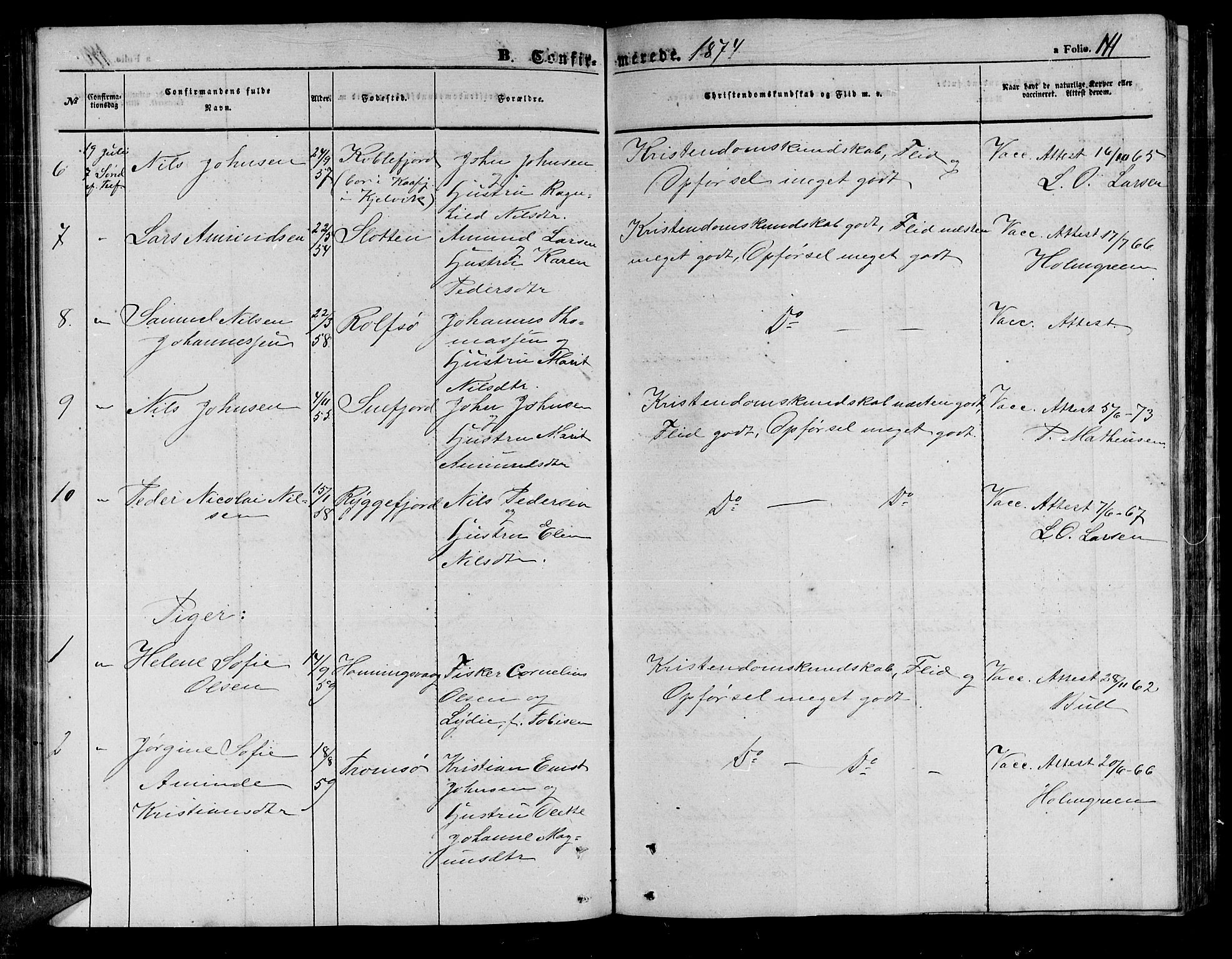Måsøy sokneprestkontor, SATØ/S-1348/H/Hb/L0001klokker: Parish register (copy) no. 1, 1852-1877, p. 141