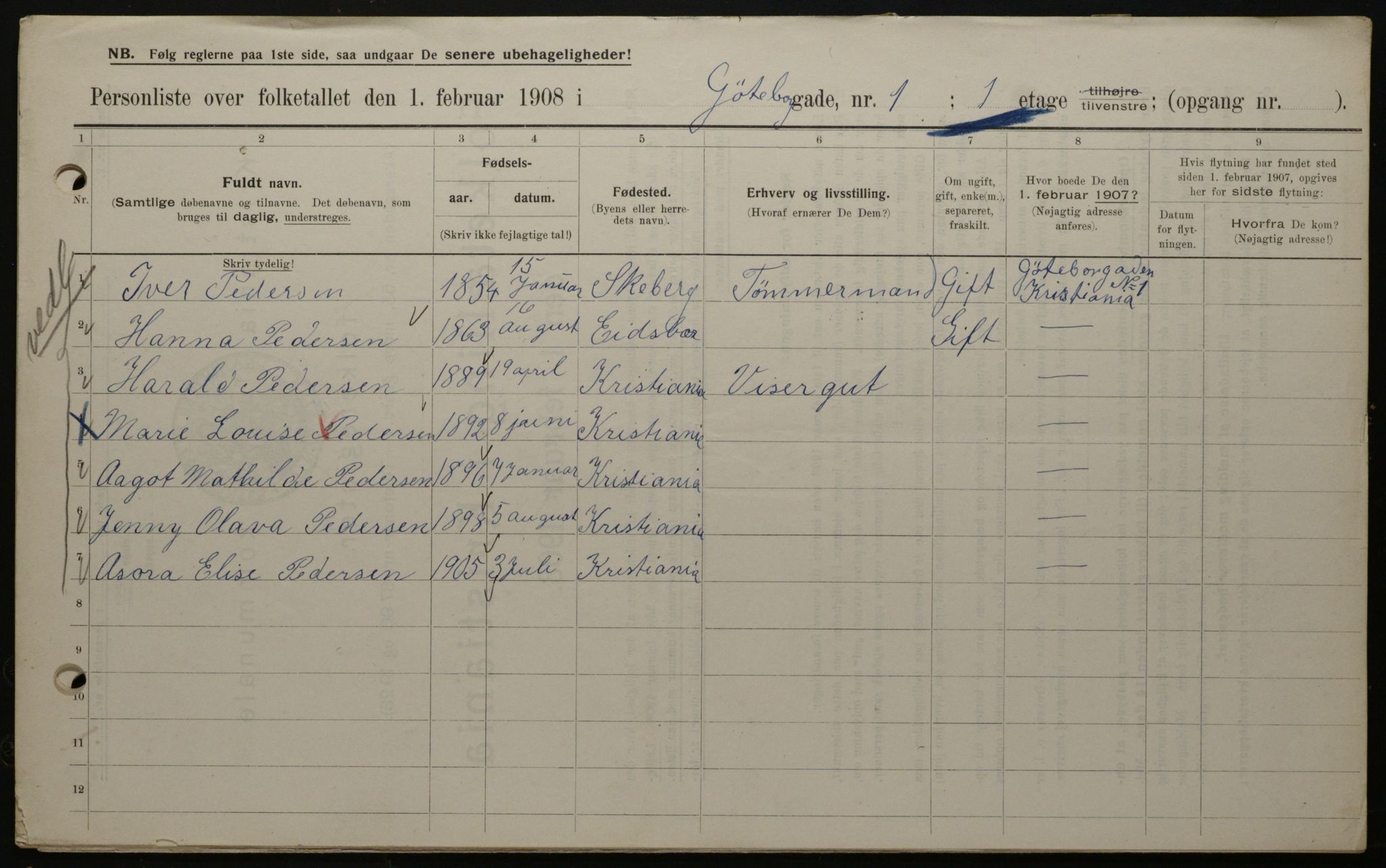 OBA, Municipal Census 1908 for Kristiania, 1908, p. 29530