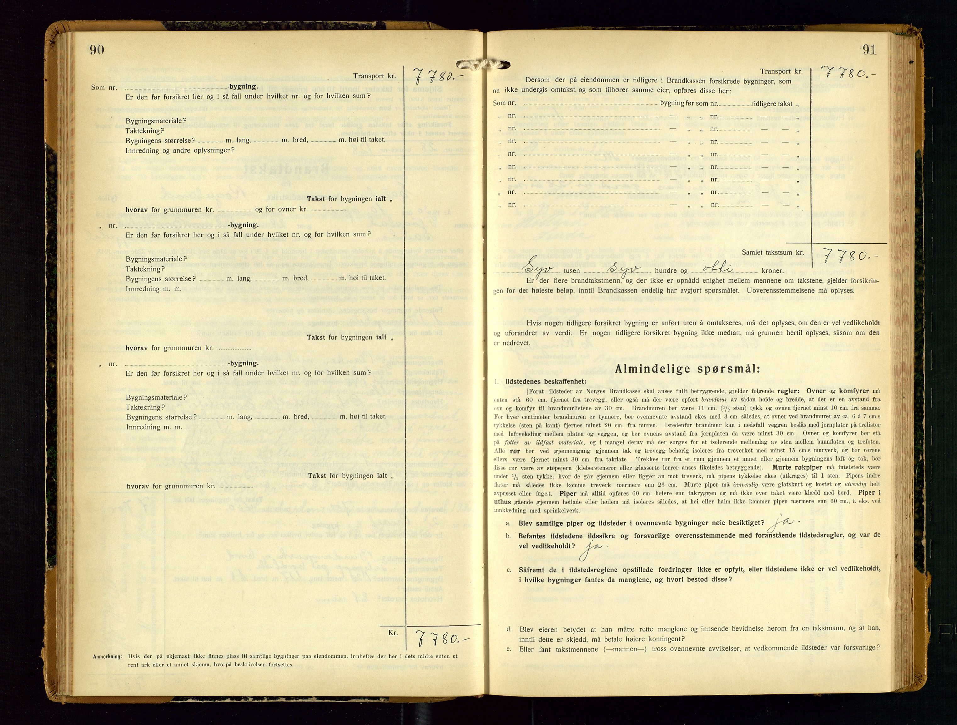 Sauda lensmannskontor, AV/SAST-A-100177/Gob/L0003: Branntakstprotokoll - skjematakst, 1928-1936, p. 90-91