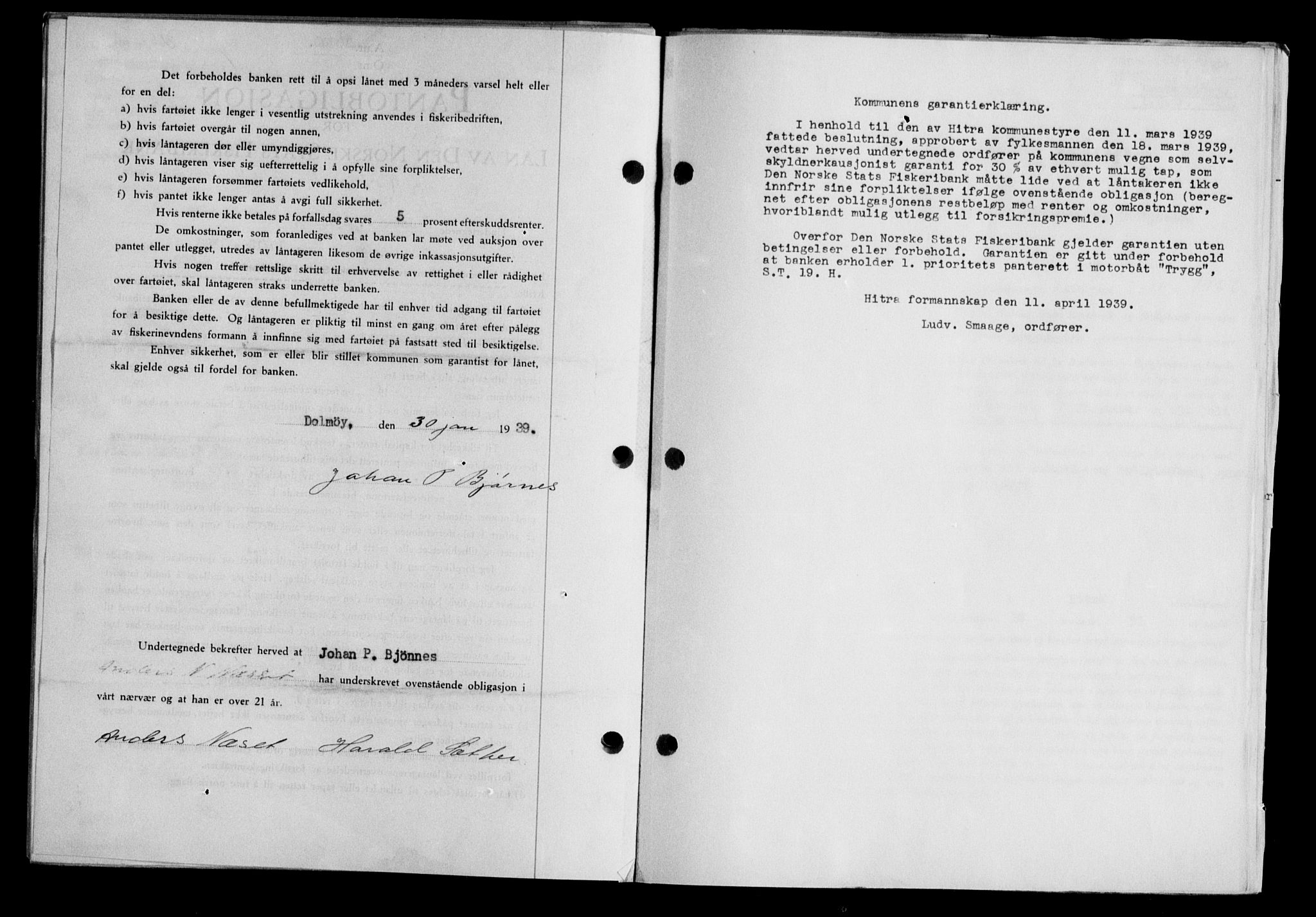 Hitra sorenskriveri, AV/SAT-A-0018/2/2C/2Ca/L0028: Mortgage book no. B-1, 1936-1939, Diary no: : 365/1939