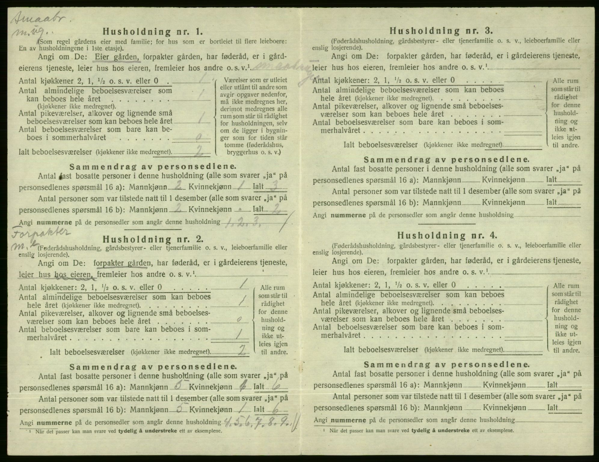 SAB, 1920 census for Vossestrand, 1920, p. 113