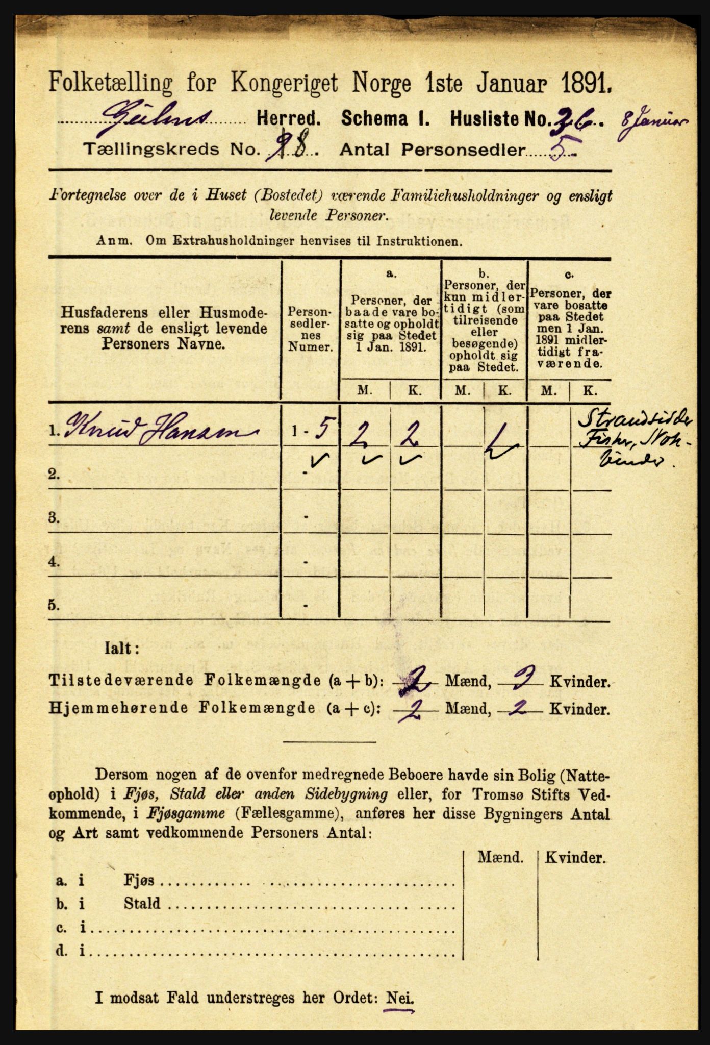 RA, 1891 census for 1411 Gulen, 1891, p. 2442