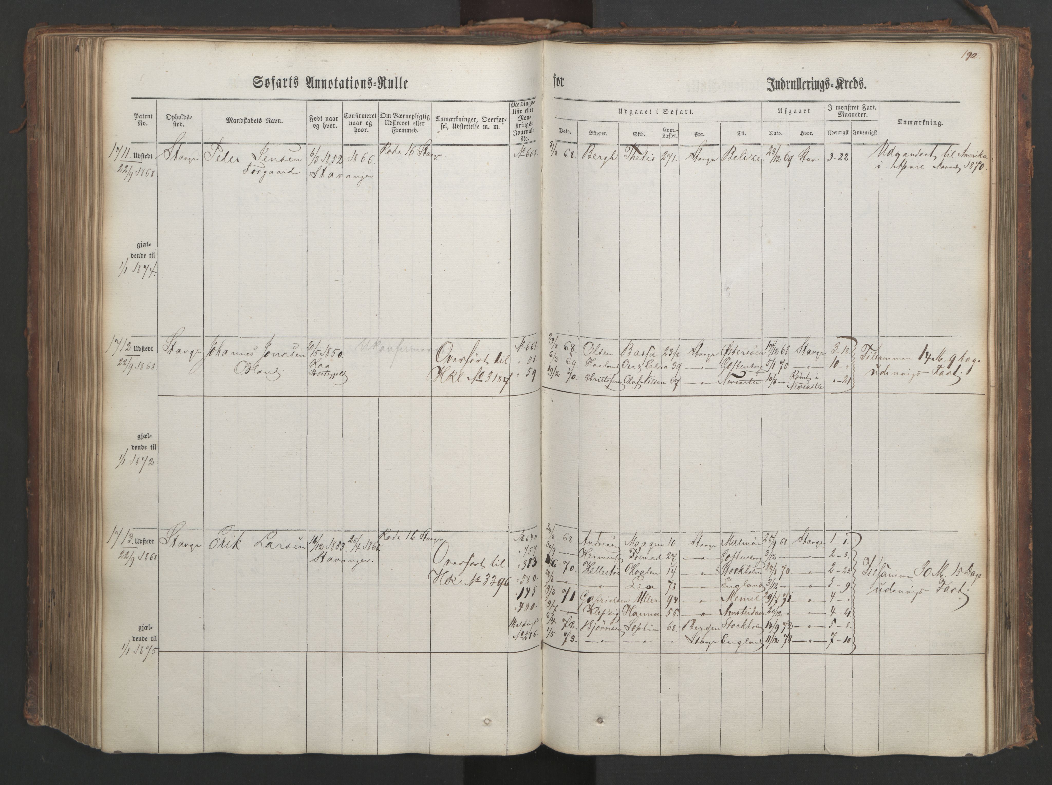 Stavanger sjømannskontor, AV/SAST-A-102006/F/Ff/L0003: Annotasjonsrulle, patentnr. 1144-1761, 1866, p. 228