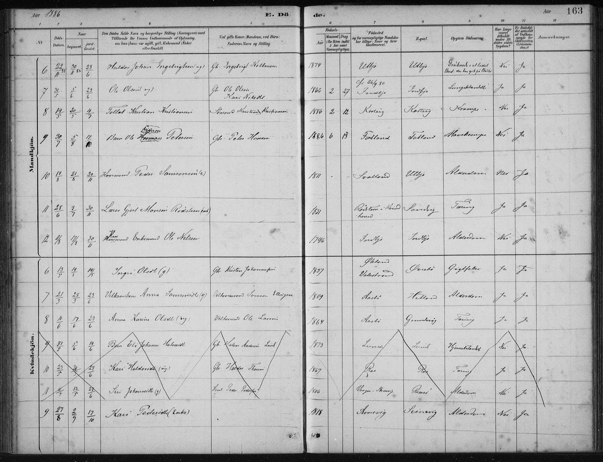 Fjelberg sokneprestembete, AV/SAB-A-75201/H/Haa: Parish register (official) no. B  1, 1879-1919, p. 163