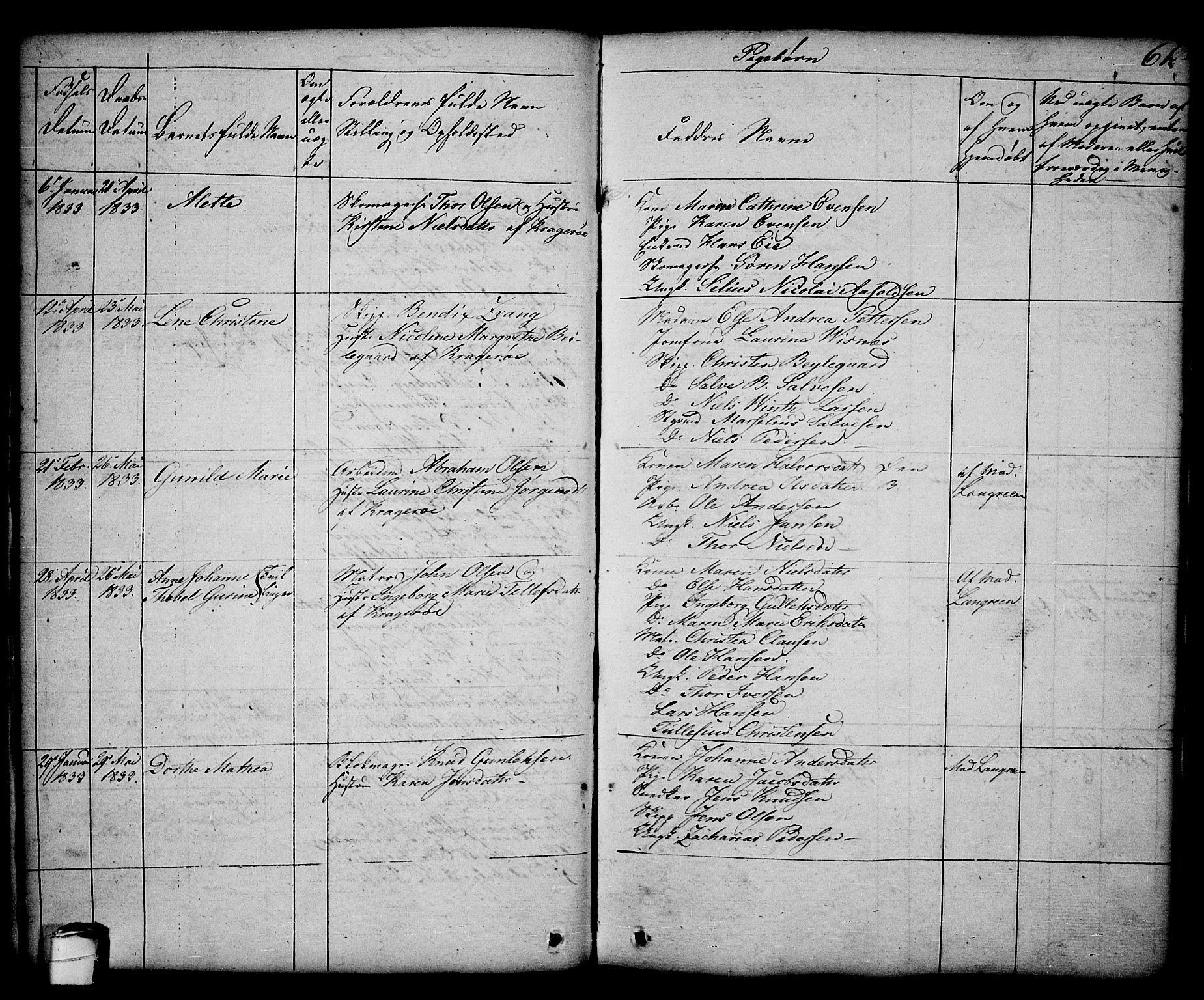 Kragerø kirkebøker, AV/SAKO-A-278/G/Ga/L0003: Parish register (copy) no. 3, 1832-1852, p. 61