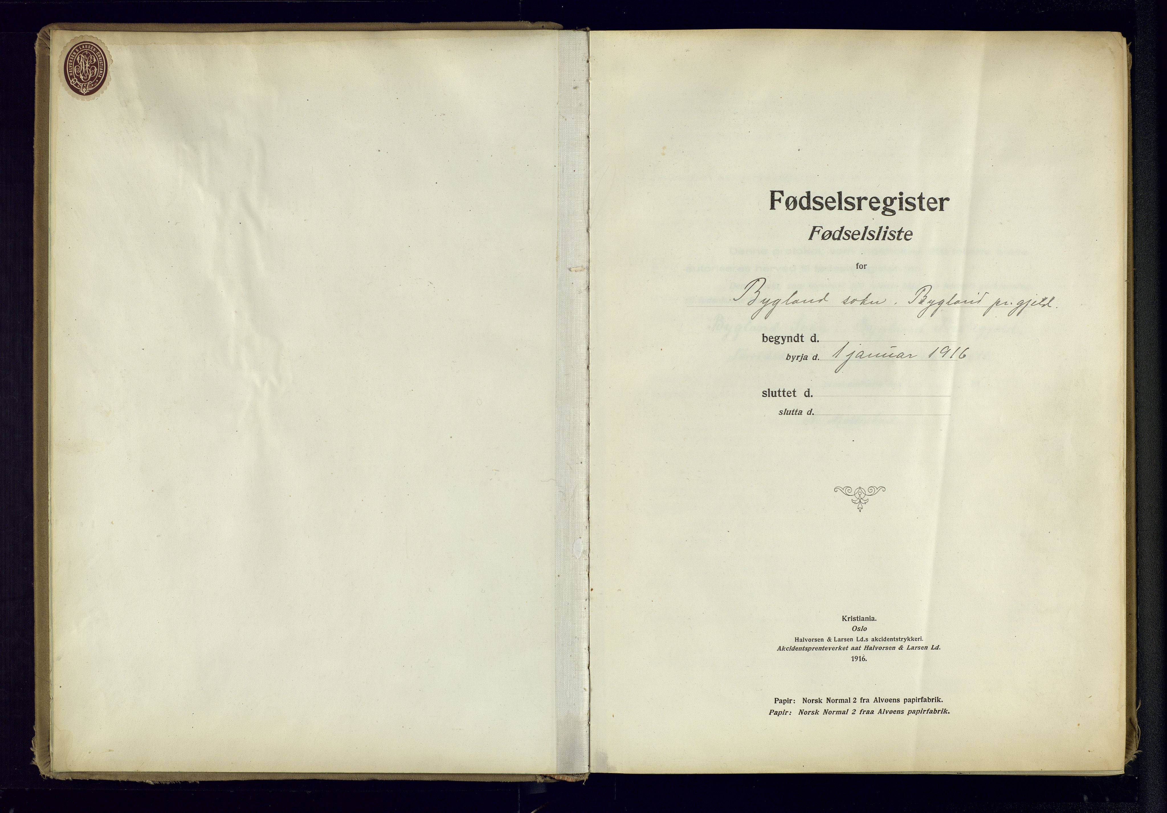 Bygland sokneprestkontor, AV/SAK-1111-0006/J/Ja/L0001: Birth register no. II.4.2, 1916-1982