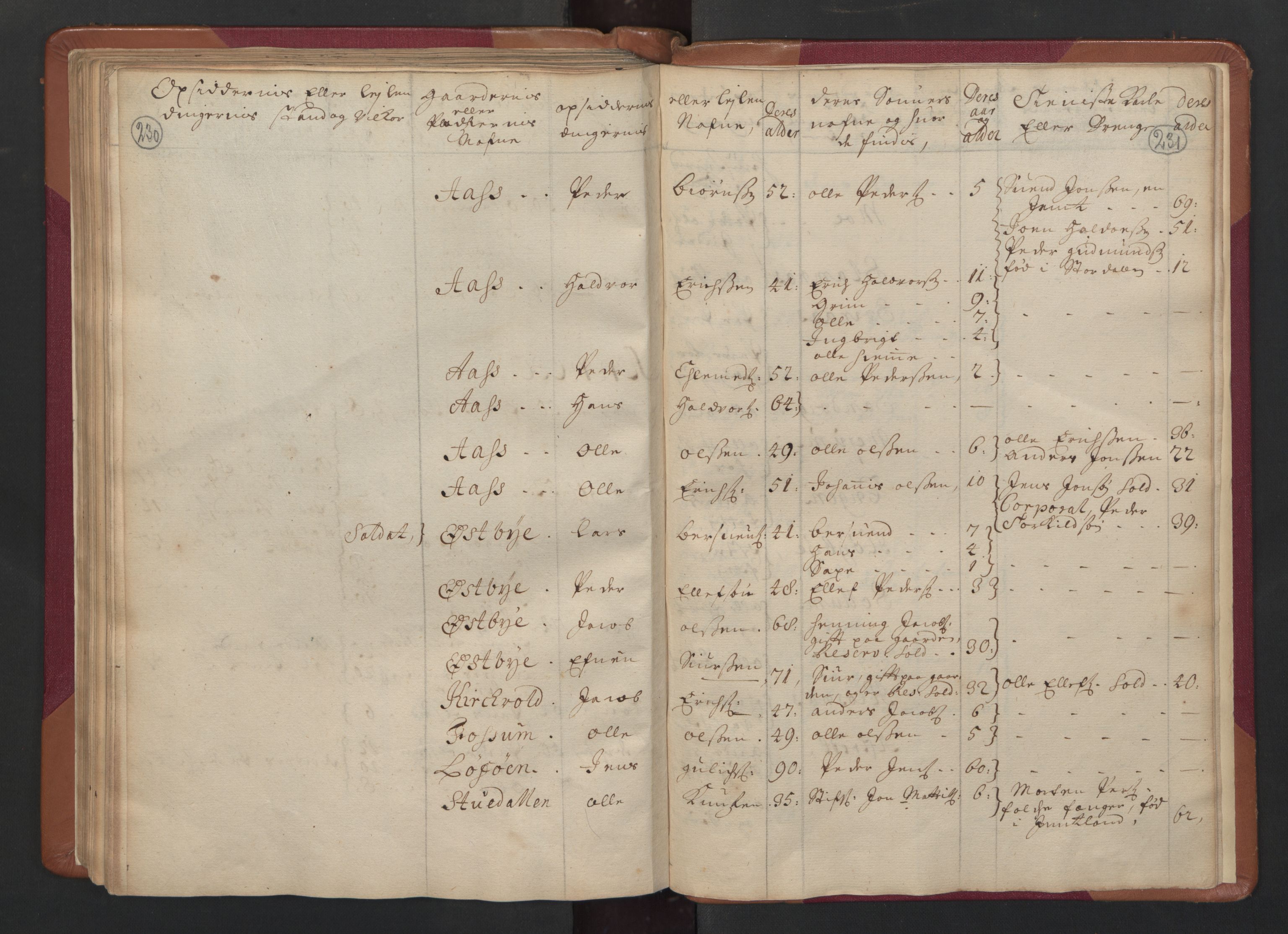 RA, Census (manntall) 1701, no. 14: Strinda and Selbu fogderi, 1701, p. 230-231