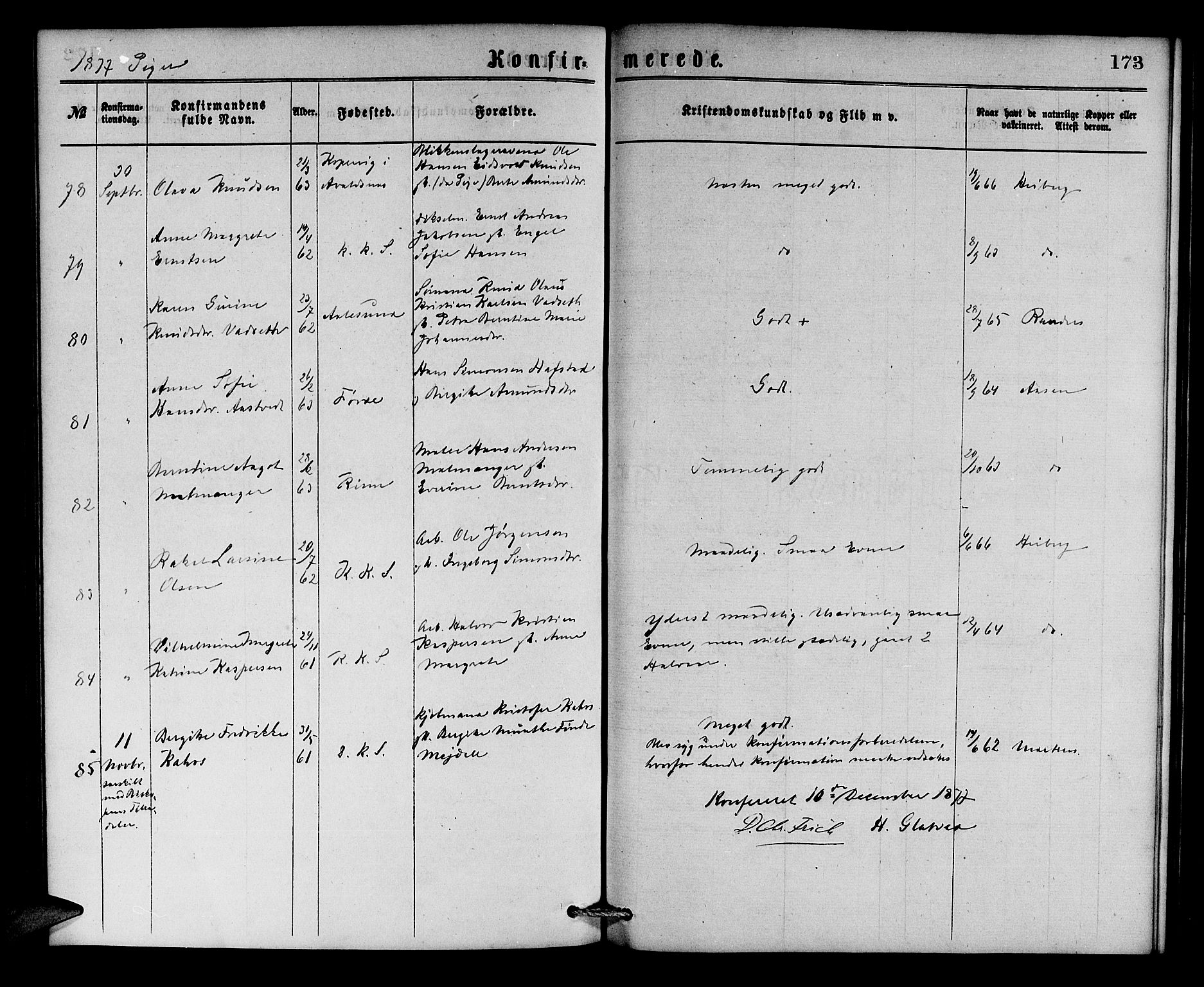 Korskirken sokneprestembete, AV/SAB-A-76101/H/Hab: Parish register (copy) no. C 2, 1869-1879, p. 173