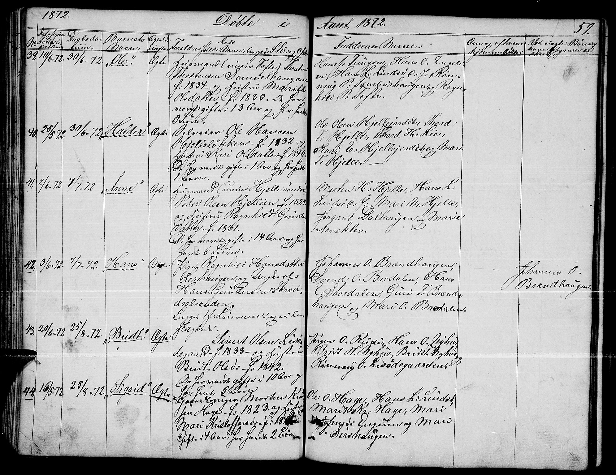 Dovre prestekontor, SAH/PREST-066/H/Ha/Hab/L0001: Parish register (copy) no. 1, 1862-1880, p. 59