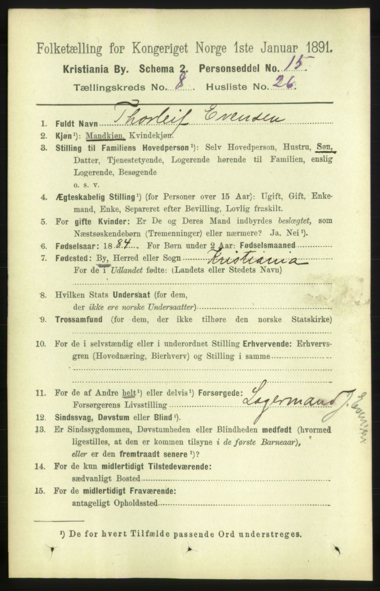 RA, 1891 census for 0301 Kristiania, 1891, p. 3923