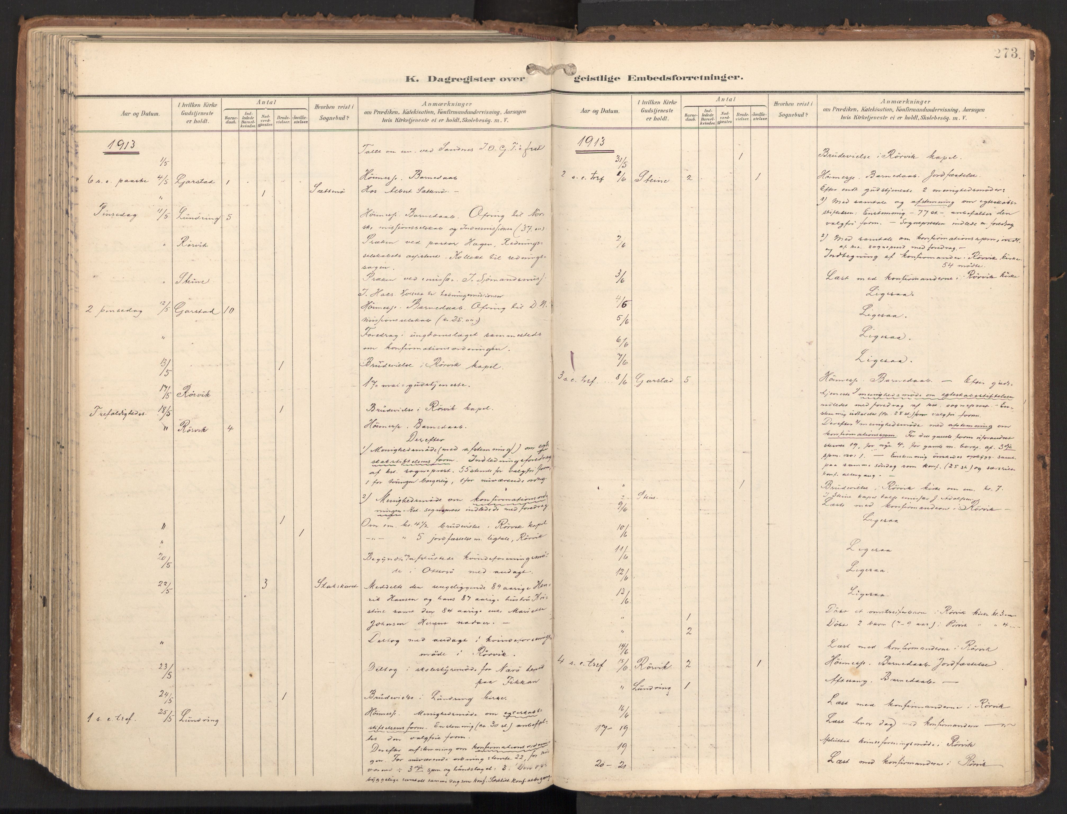 Ministerialprotokoller, klokkerbøker og fødselsregistre - Nord-Trøndelag, SAT/A-1458/784/L0677: Parish register (official) no. 784A12, 1900-1920, p. 273