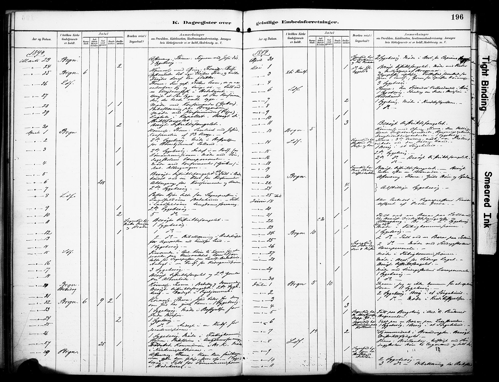 Bragernes kirkebøker, SAKO/A-6/F/Fc/L0006: Parish register (official) no. III 6, 1888-1899, p. 196