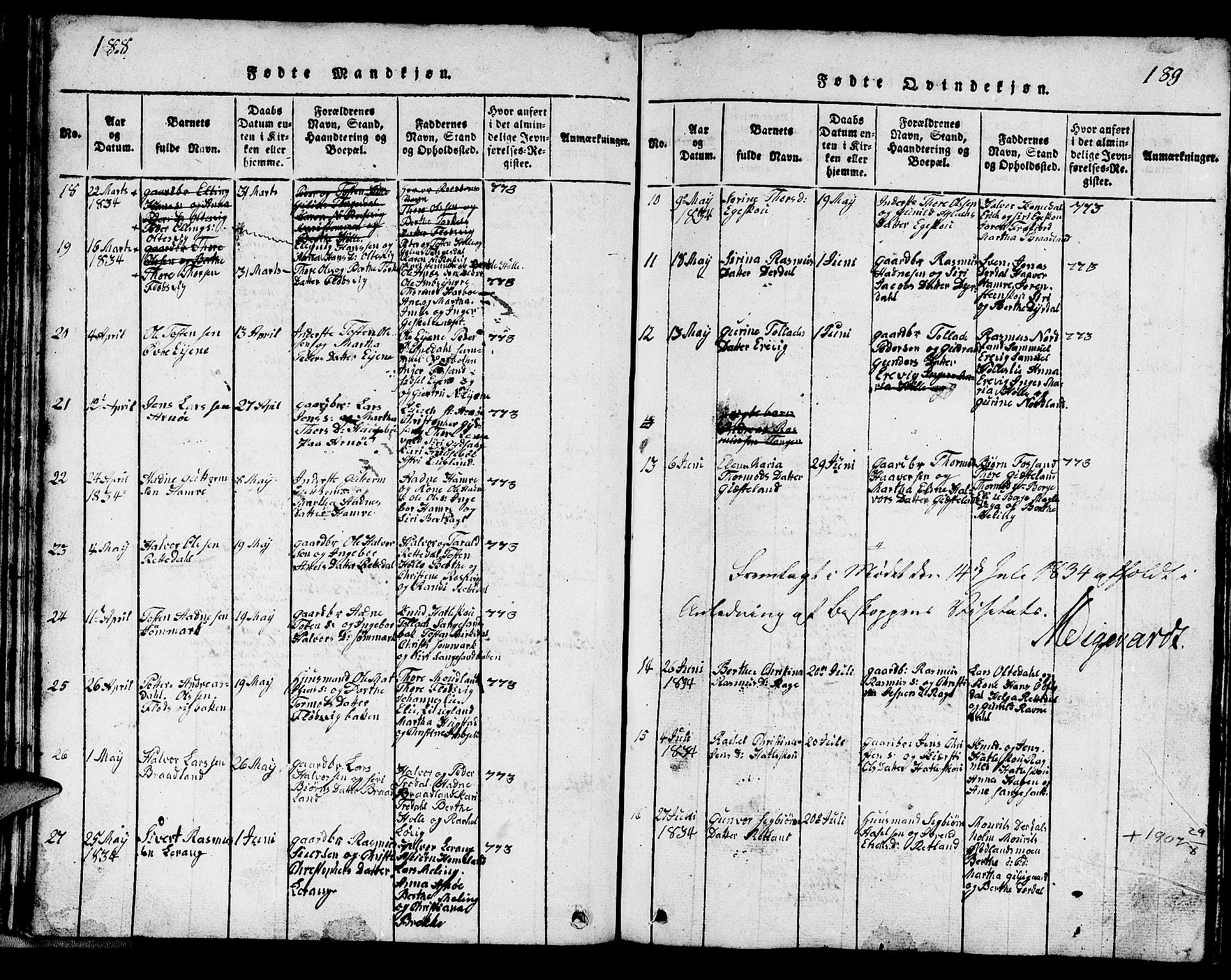 Strand sokneprestkontor, AV/SAST-A-101828/H/Ha/Hab/L0002: Parish register (copy) no. B 2, 1816-1854, p. 188-189